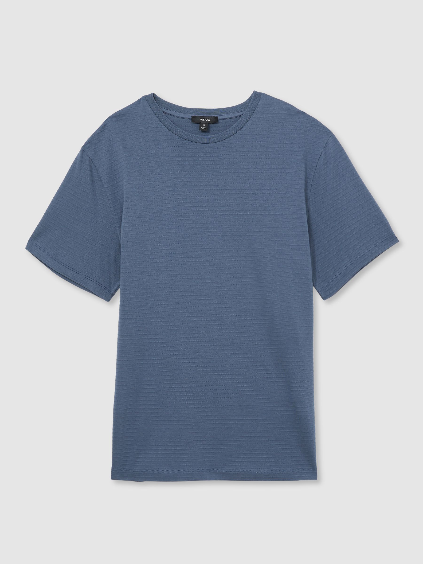 Mercerised-Cotton Ribbed T-Shirt in Airforce Blue
