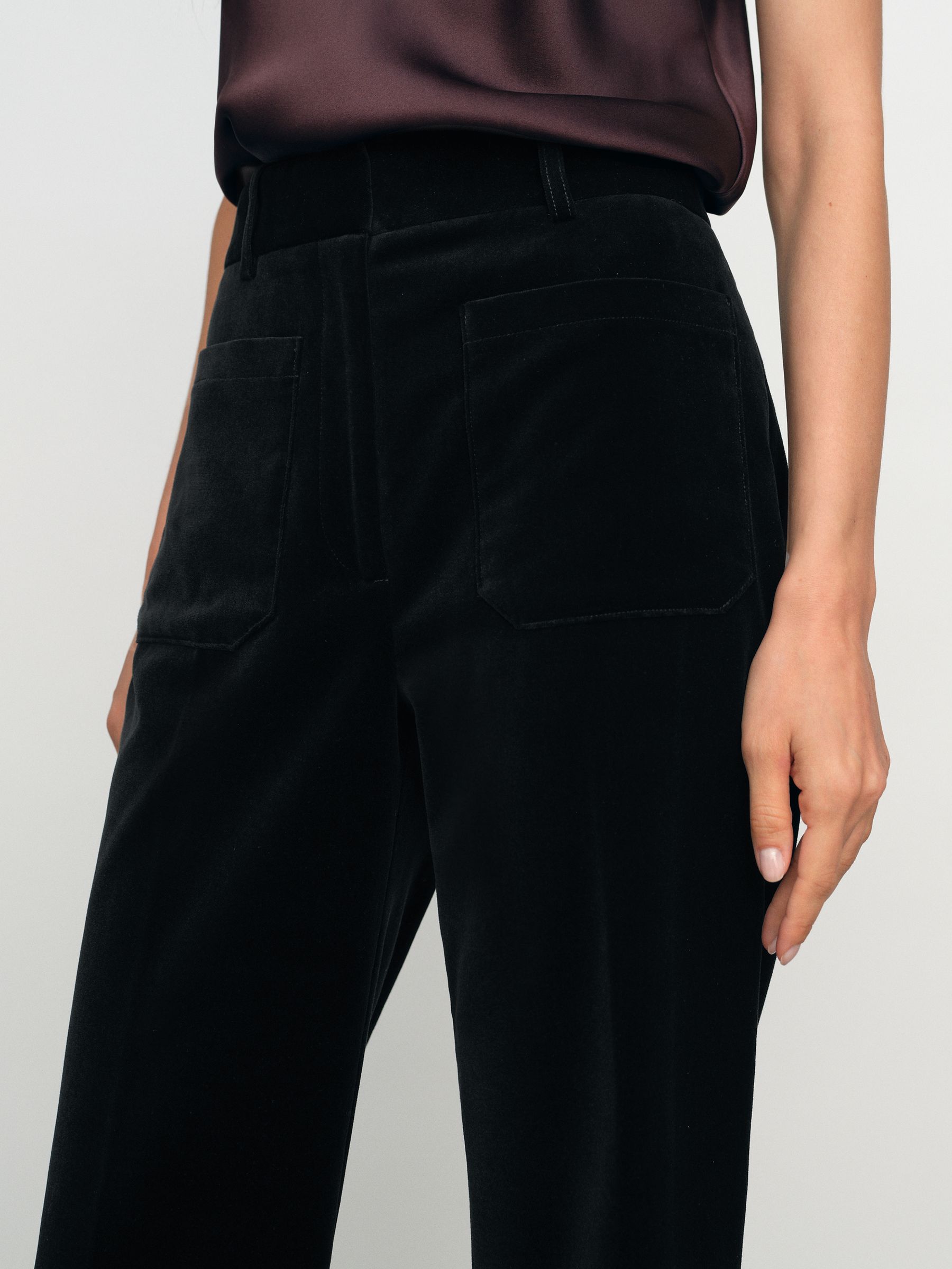 Velvet Flared Trousers in Black