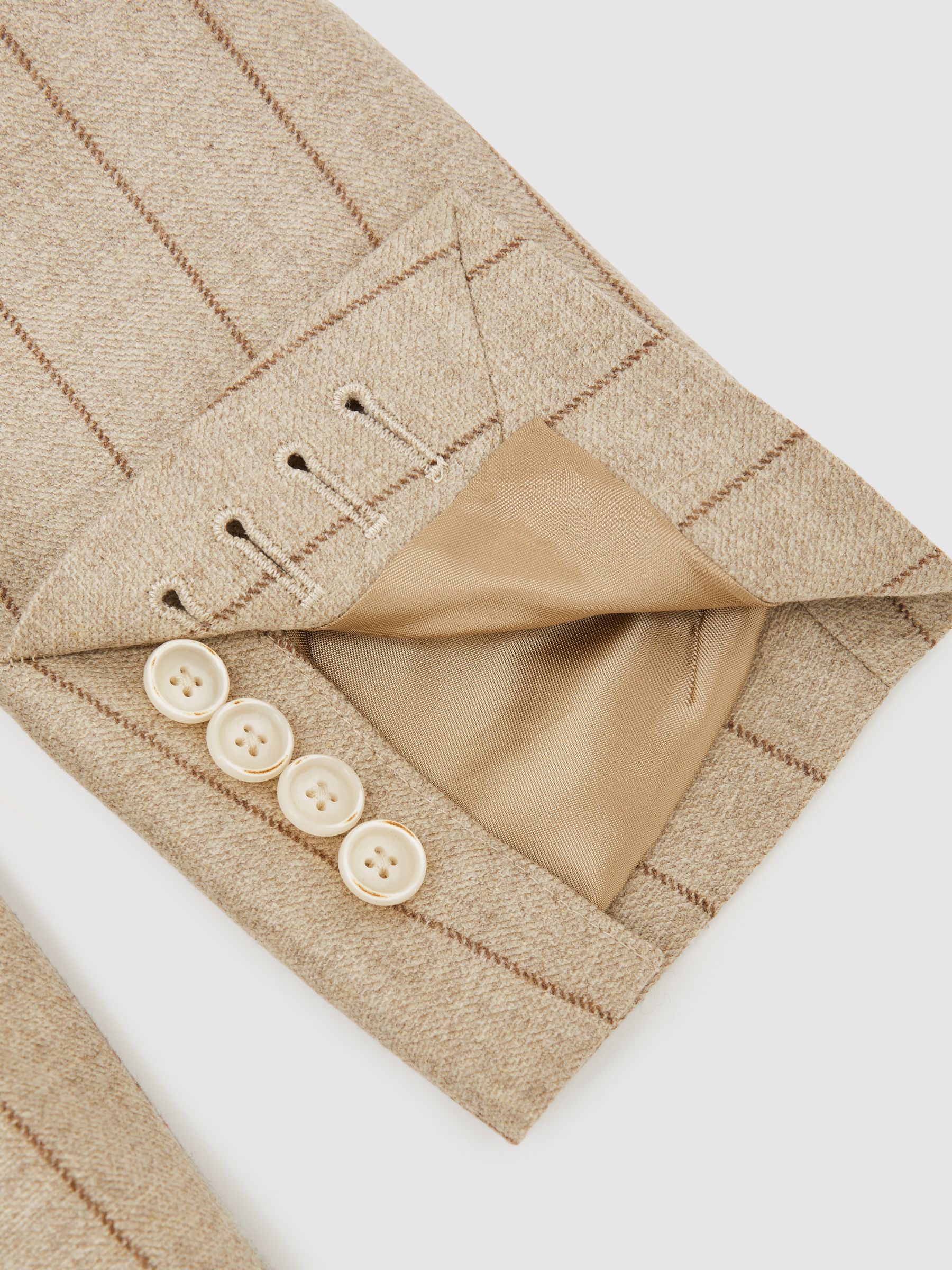 Atelier Wool Double-Breasted Blazer Pinstripe Tailored-Fit in Mocha Brown