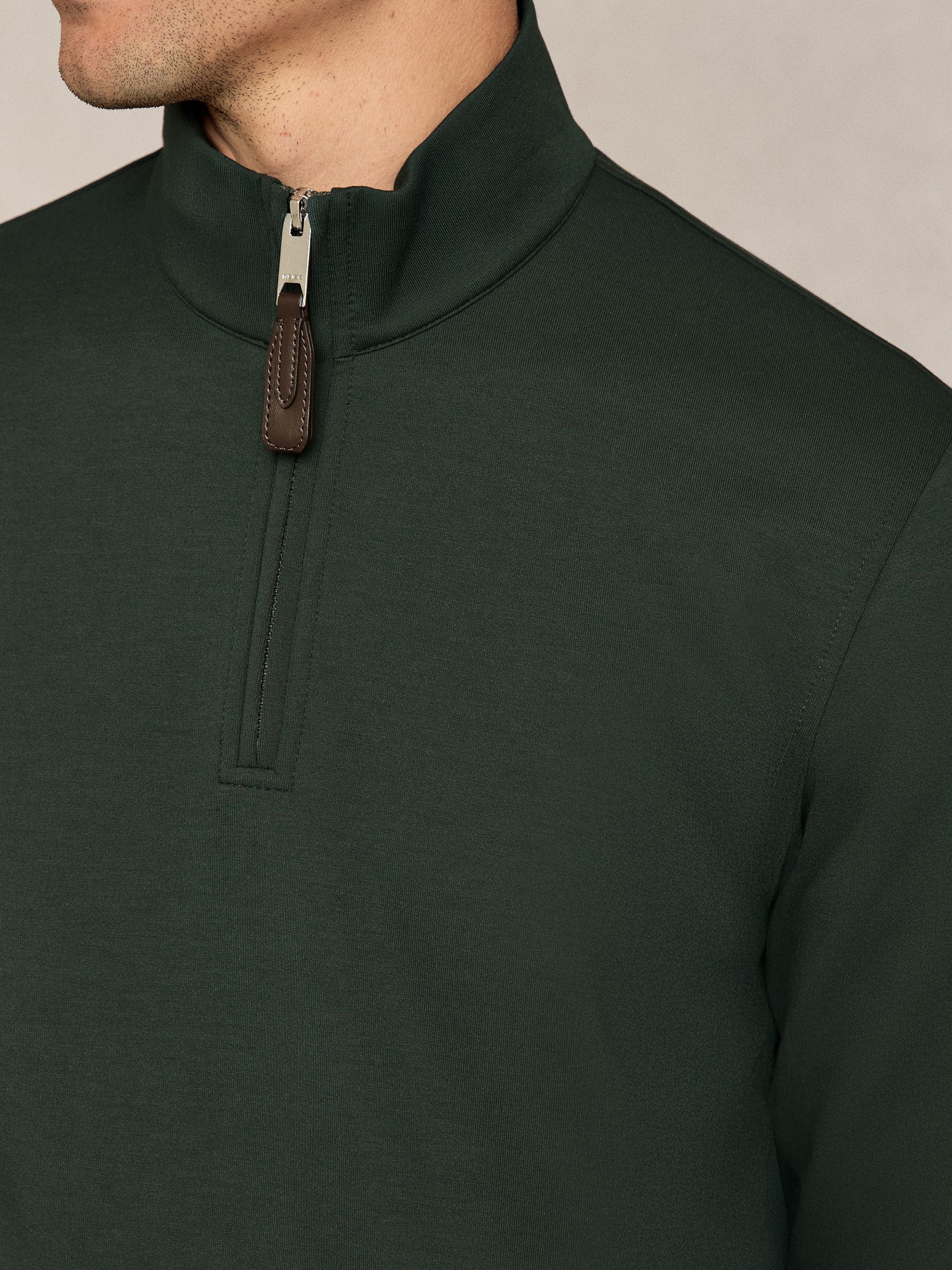Interlock Half-Zip Sweatshirt with Trim in Dark Sage Green