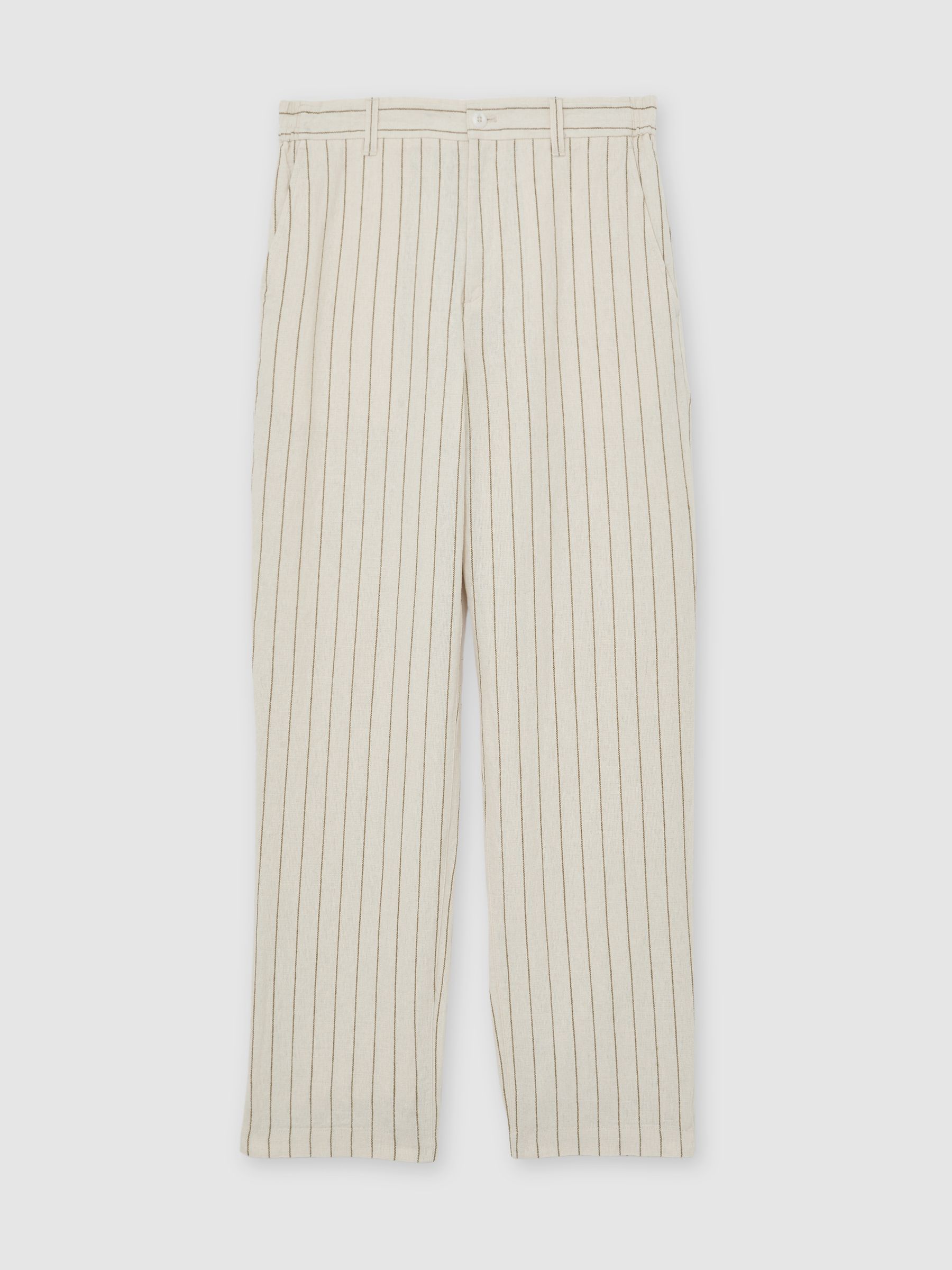 Les Deux Linen-Cotton Stripe Trousers in Ivory