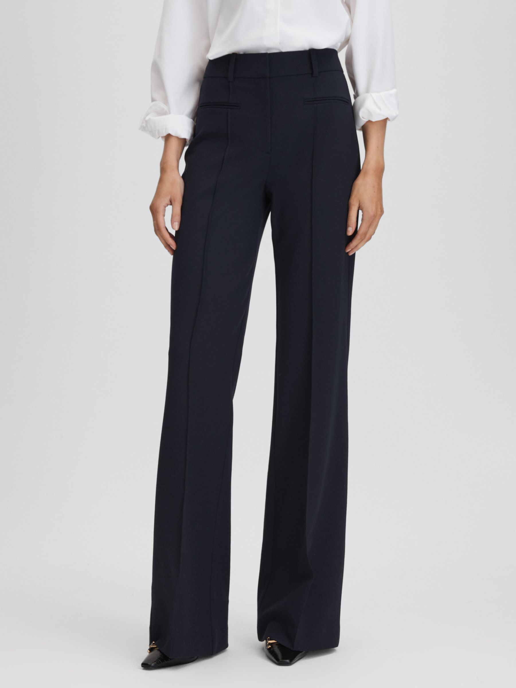 High Rise Flared Trousers in Black