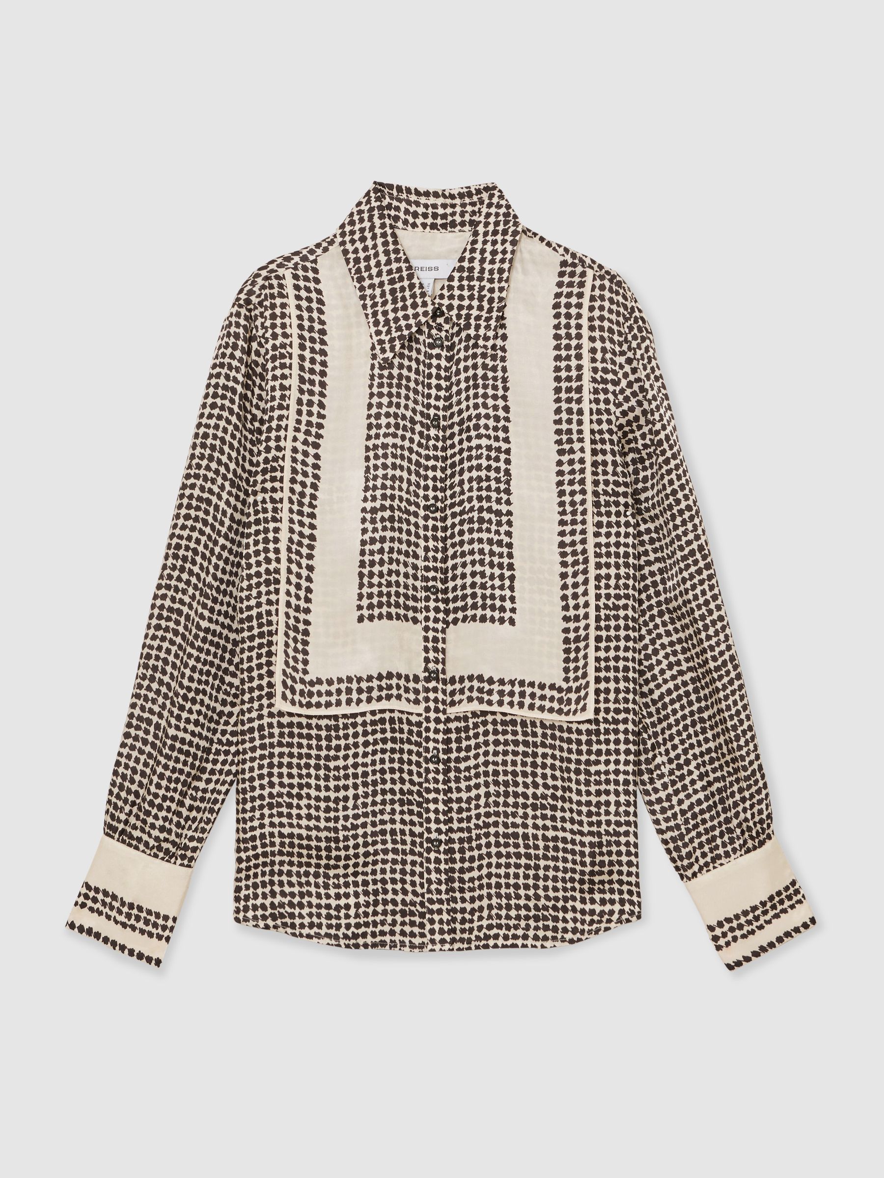 Tile-Print Bib Shirt in Ivory/Black