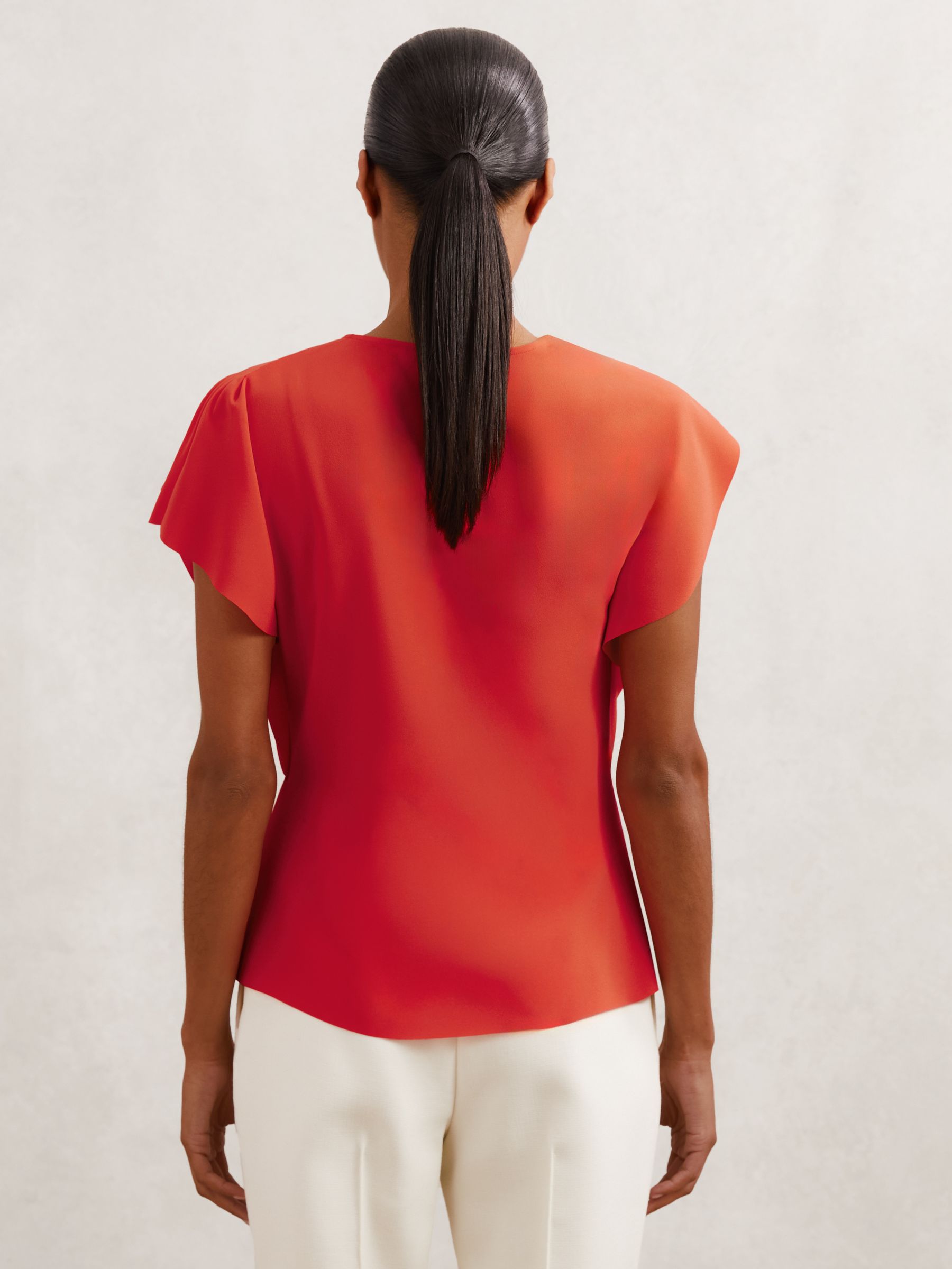Asymmetric Drape-Neck Top in Orange