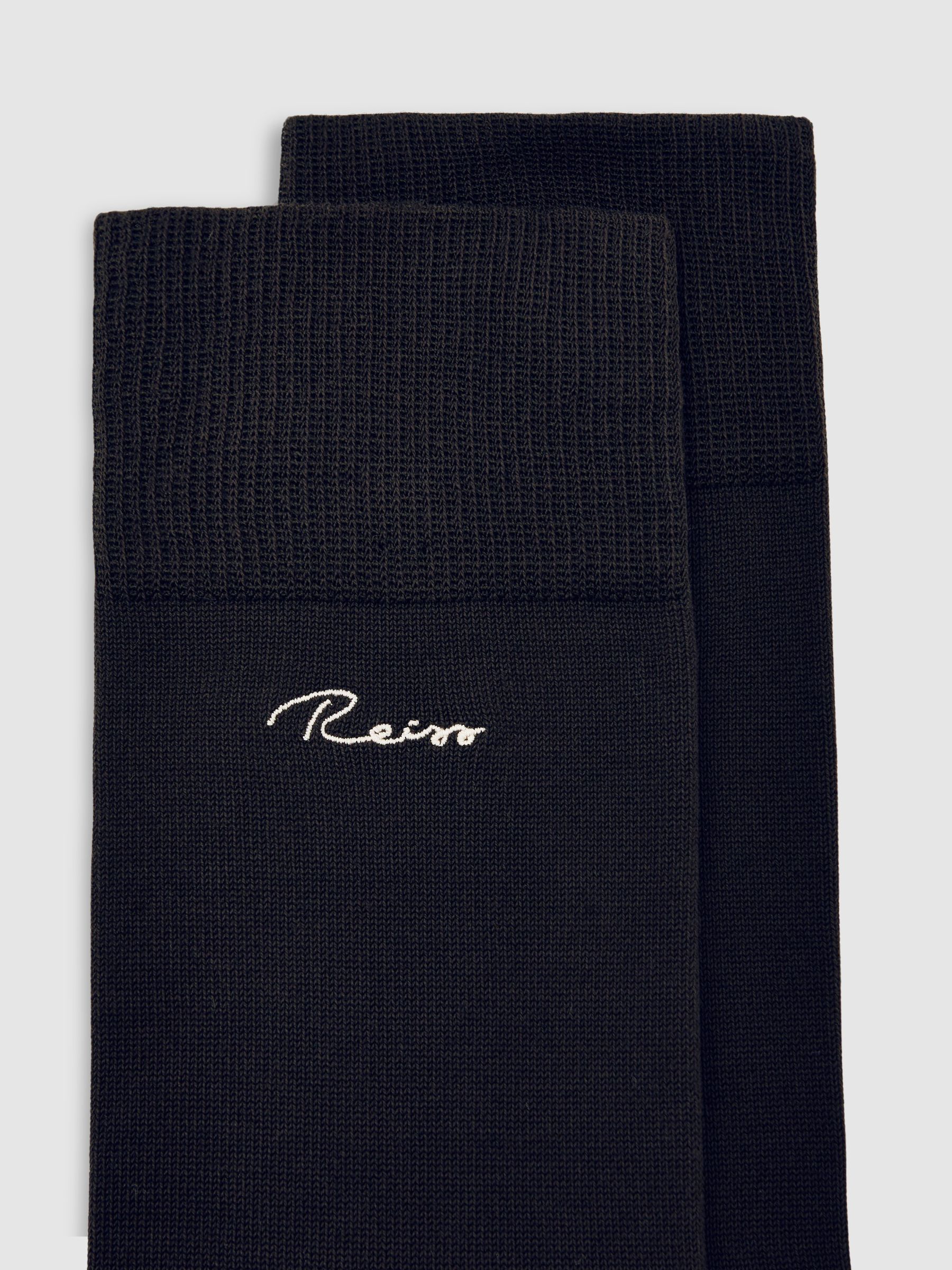 Cotton-Blend Logo Embroidery Socks in Chocolate Brown