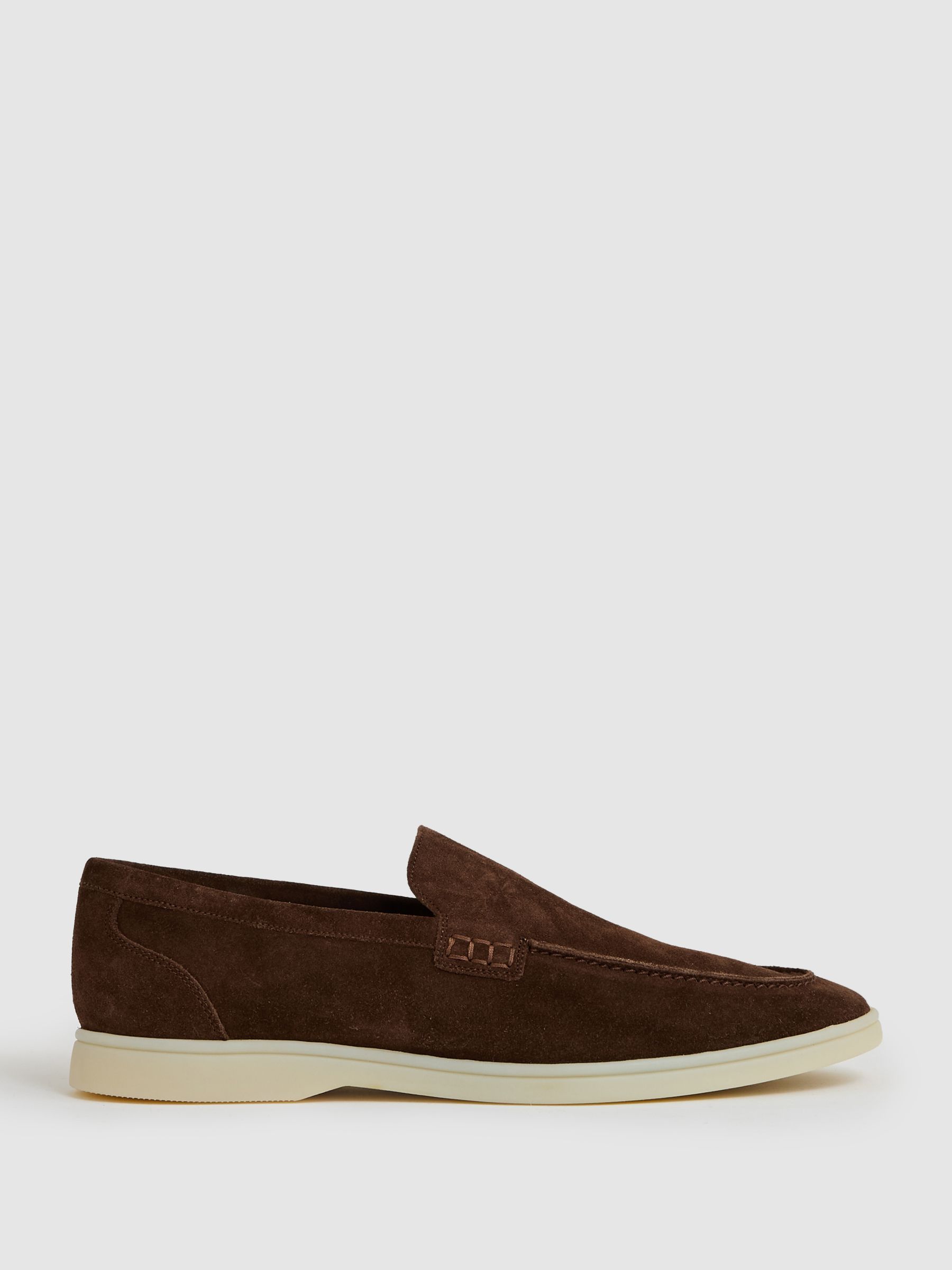 Suede Slip-On Loafers in Brown