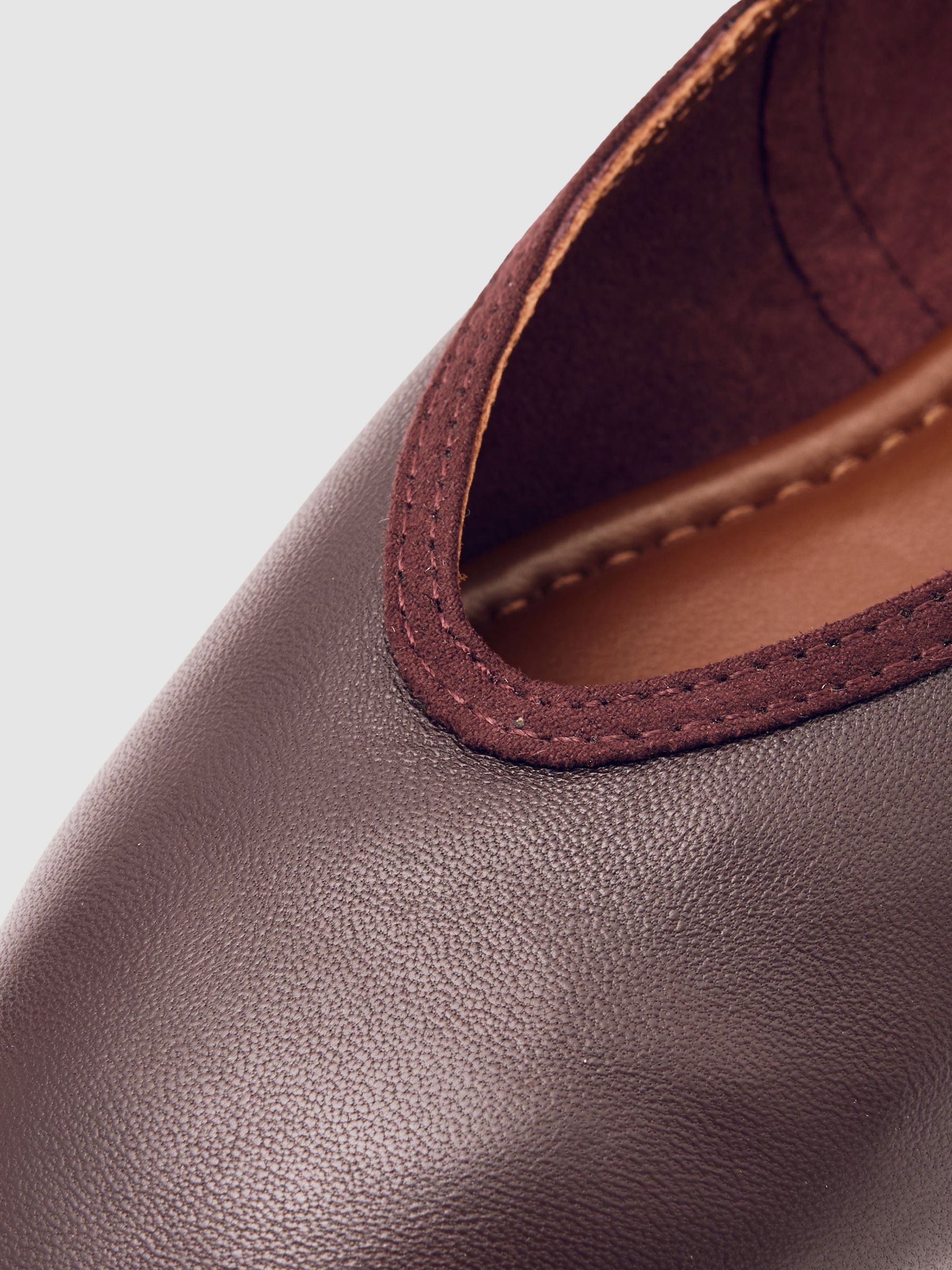 Mesh Embellished Ballet Flats in Oxblood