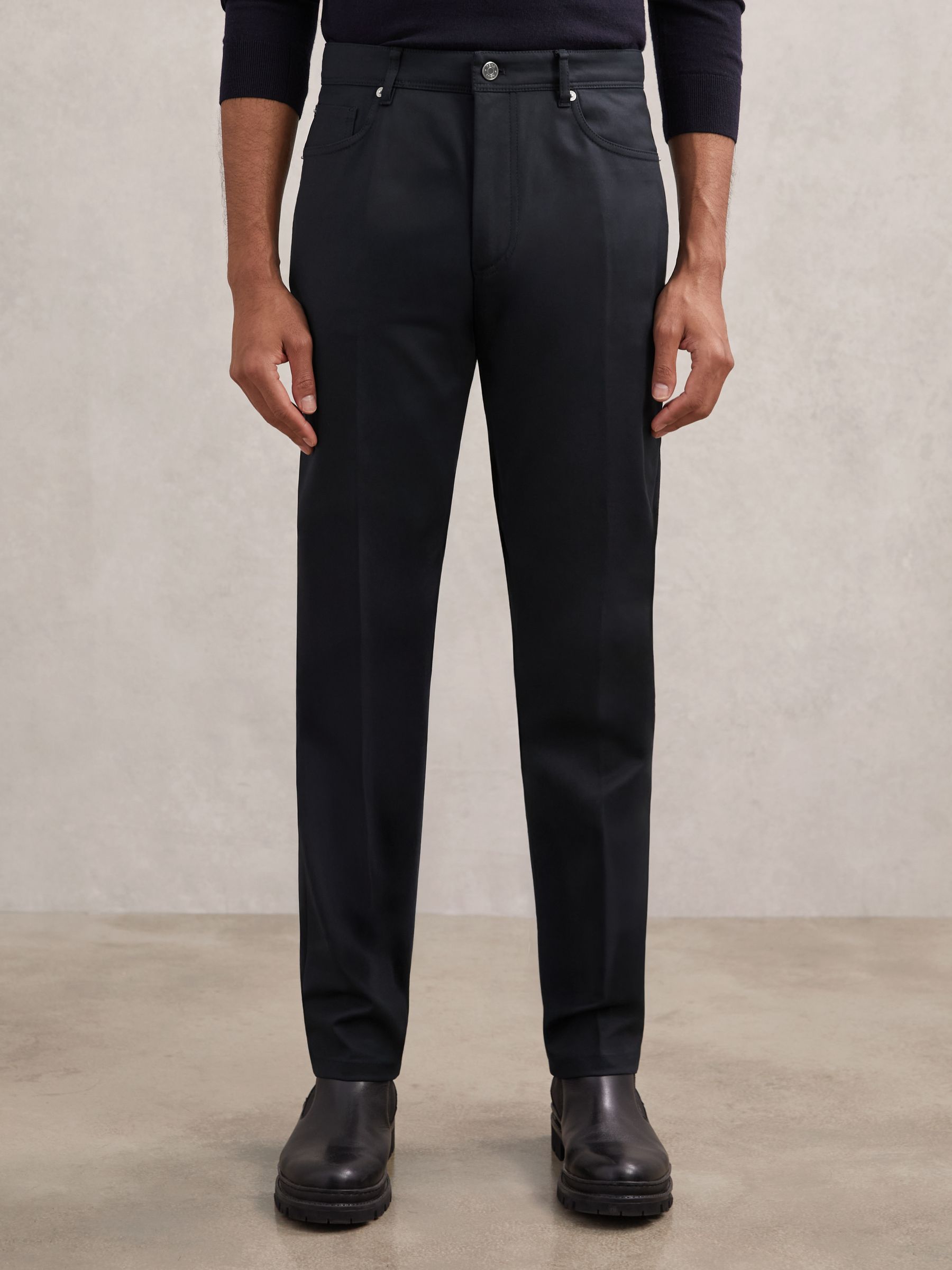 Slim-Fit Five-Pocket Trousers in Navy