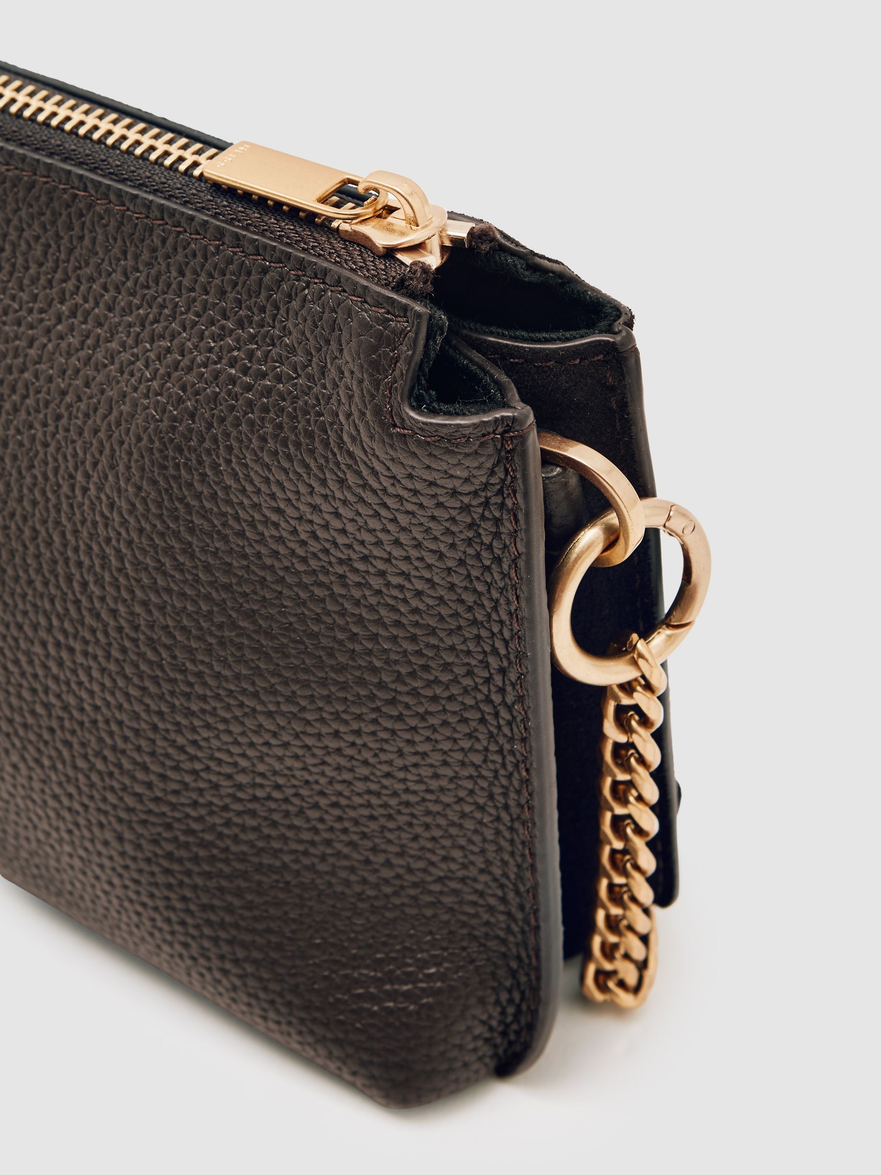 Leather Double-Pouch Crossbody Bag in Brown