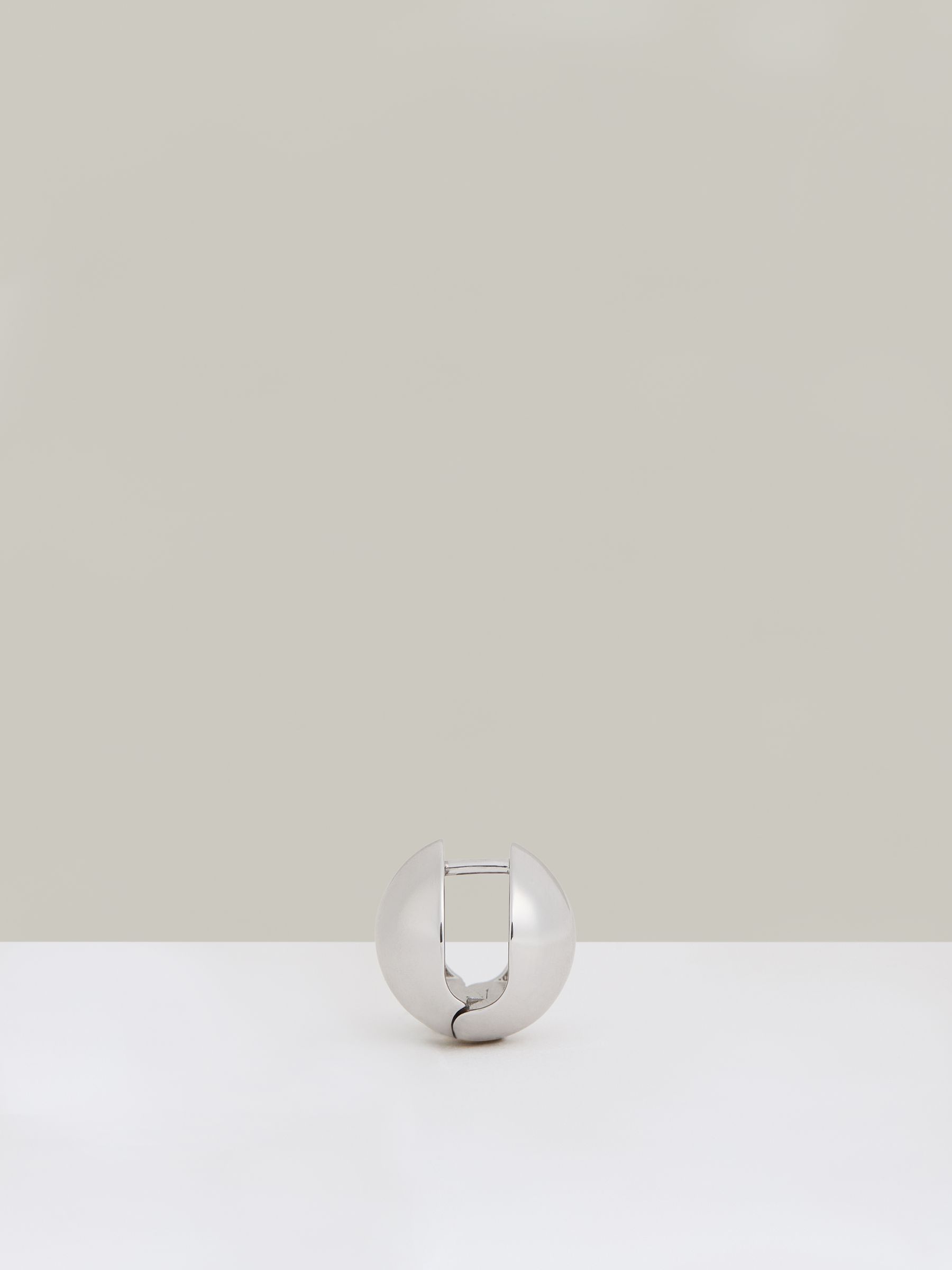 Polished Ball Huggie Earrings in Silver Tone