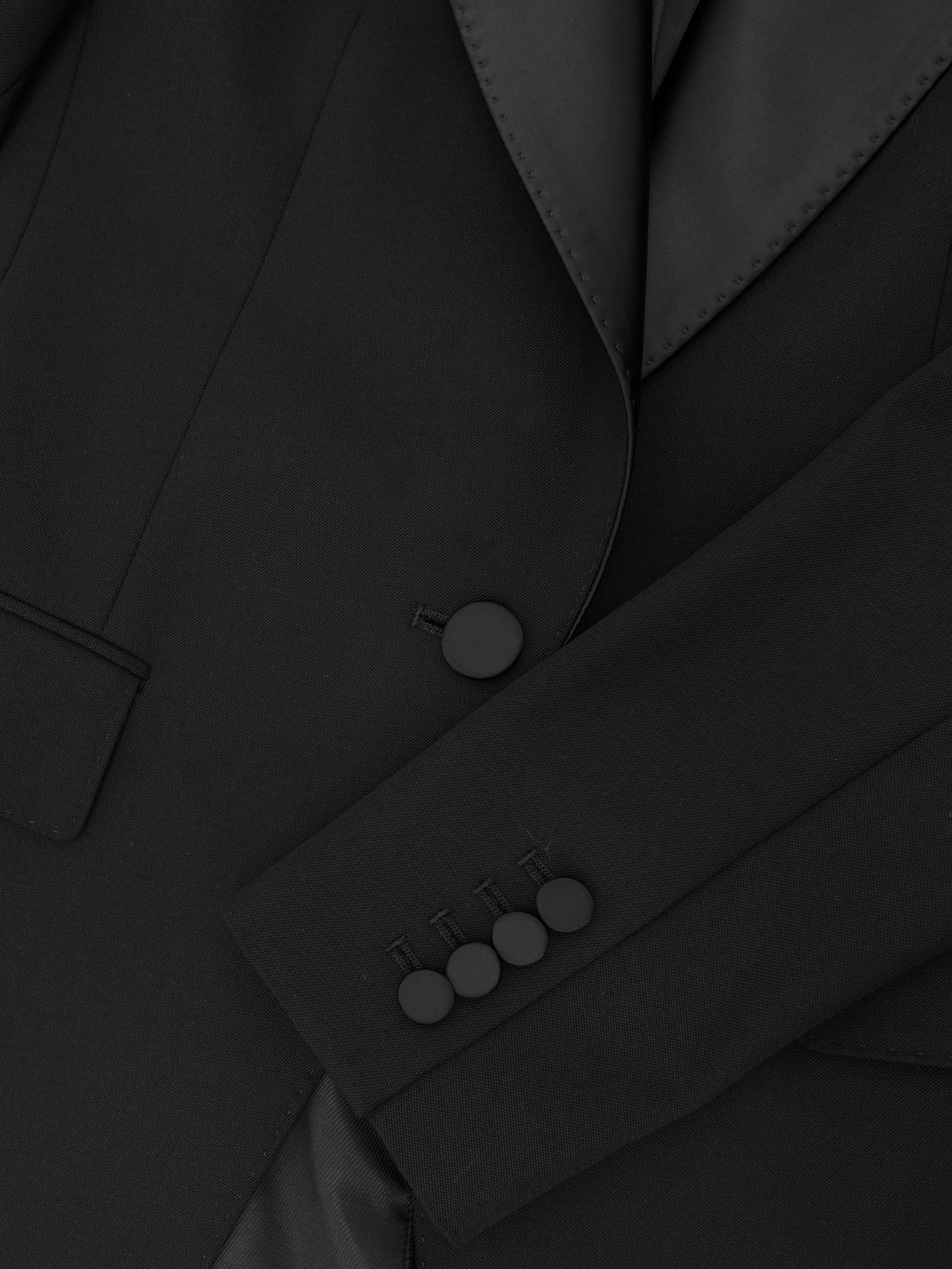 Petite Atelier Single-Breasted Tuxedo Blazer in Black