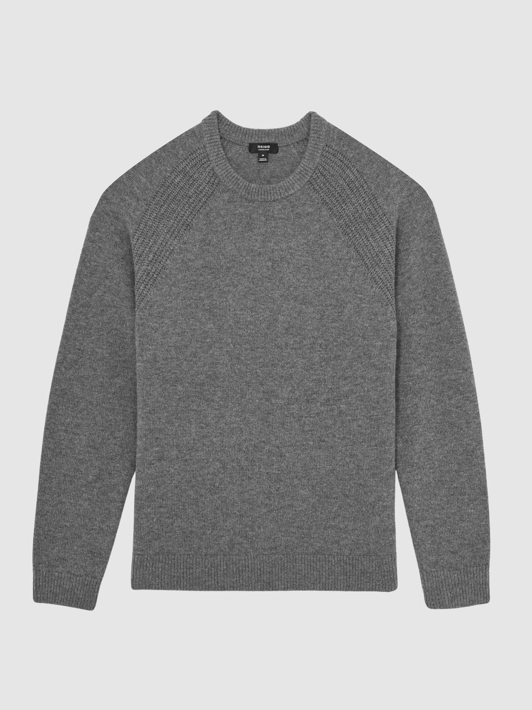 Wool-Cashmere Reverse-Seam Jumper in Mid Grey Melange