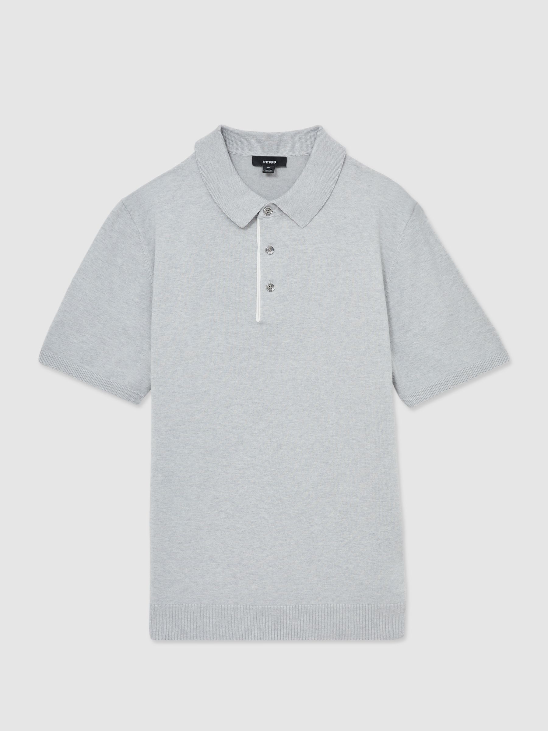 Contrast-Placket Polo Shirt With Cotton in Washed Sage Green