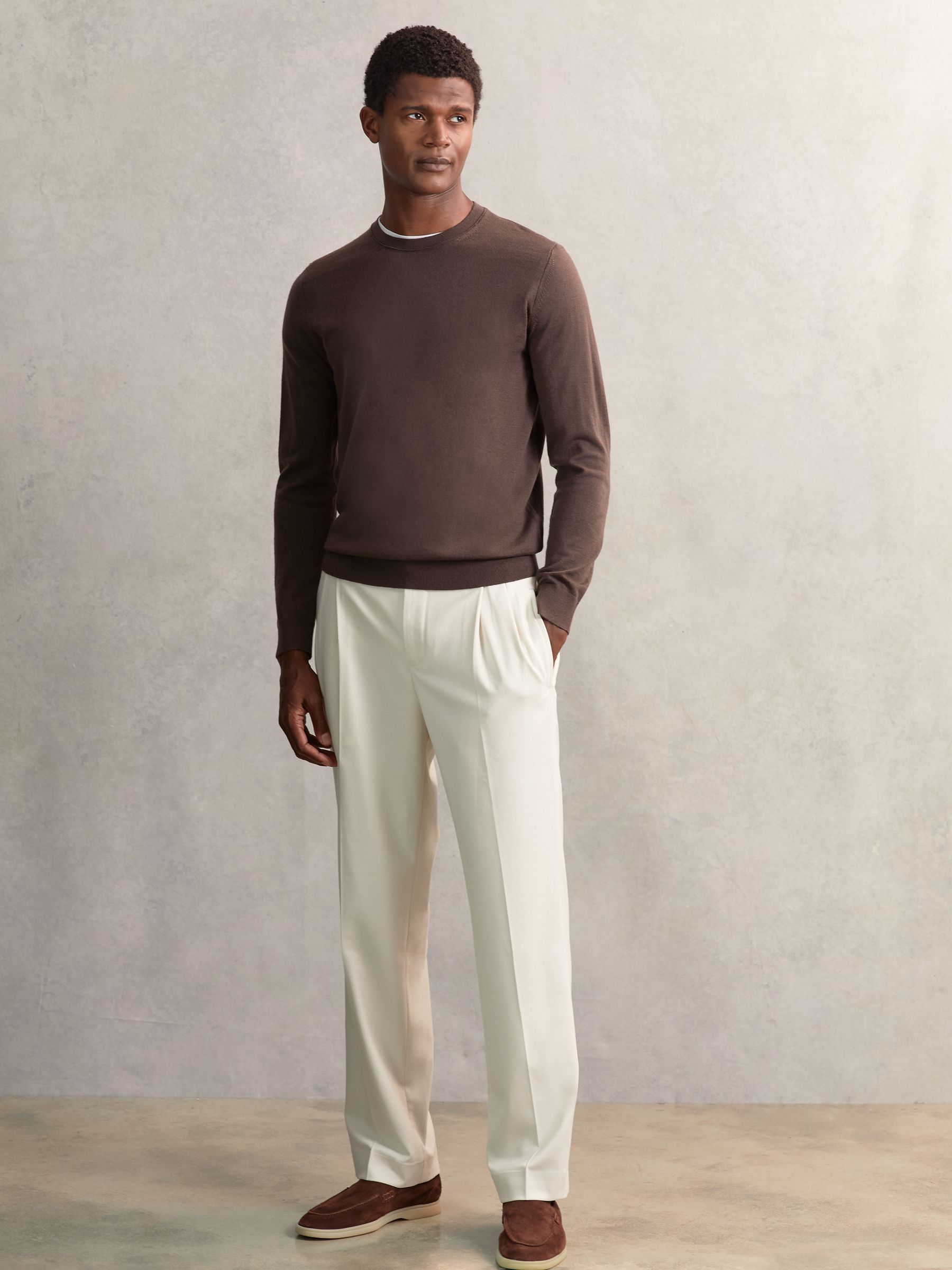 Wide Leg Pleated Drawstring Trousers in Black