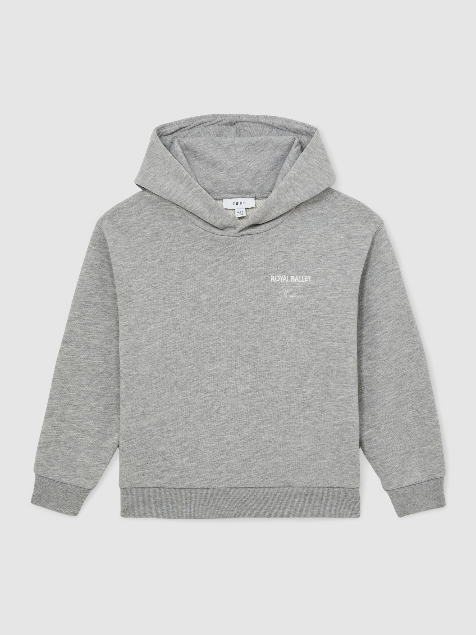 13-14 yrs Reiss | Royal Ballet Logo Unisex Fit Hoodie in Grey Melange