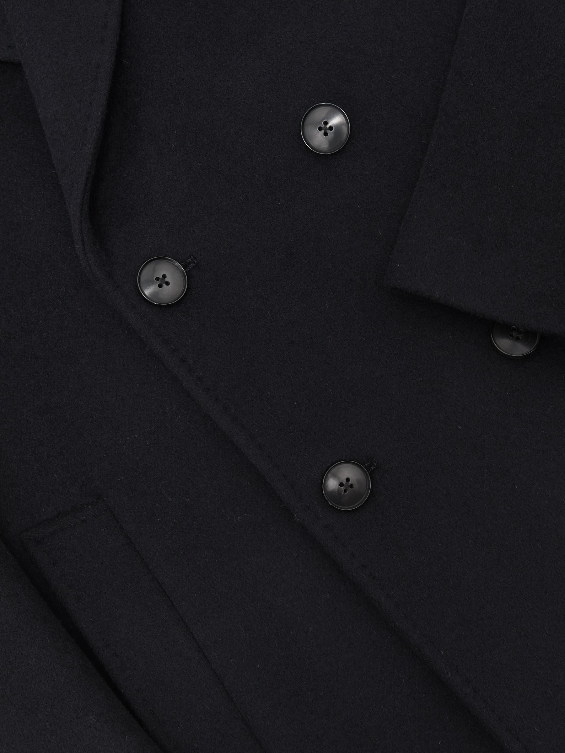Wool-Blend Double-Breasted Overcoat in Navy