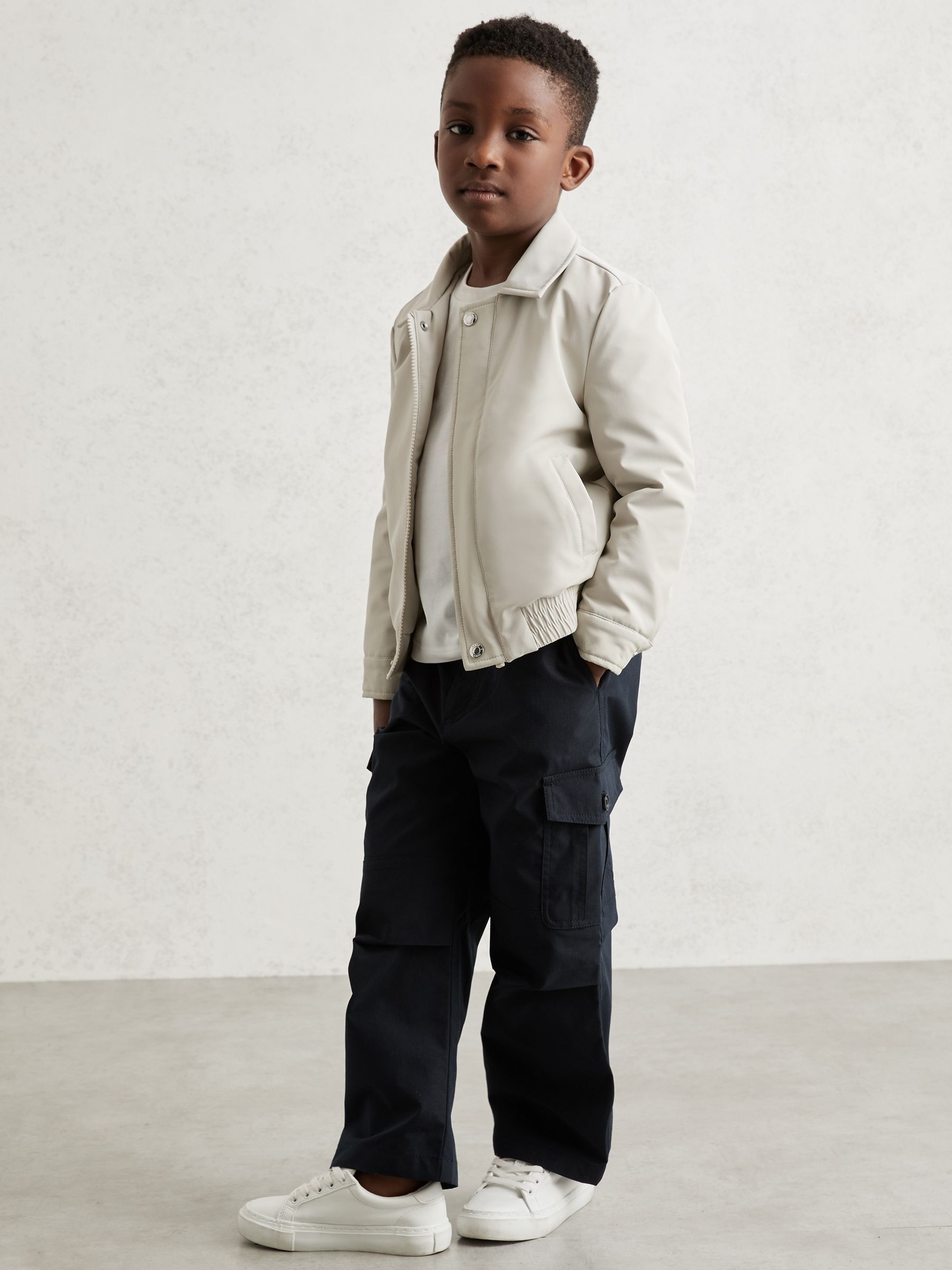 3-9 yrs Zip-Through Harrington Jacket in Stone