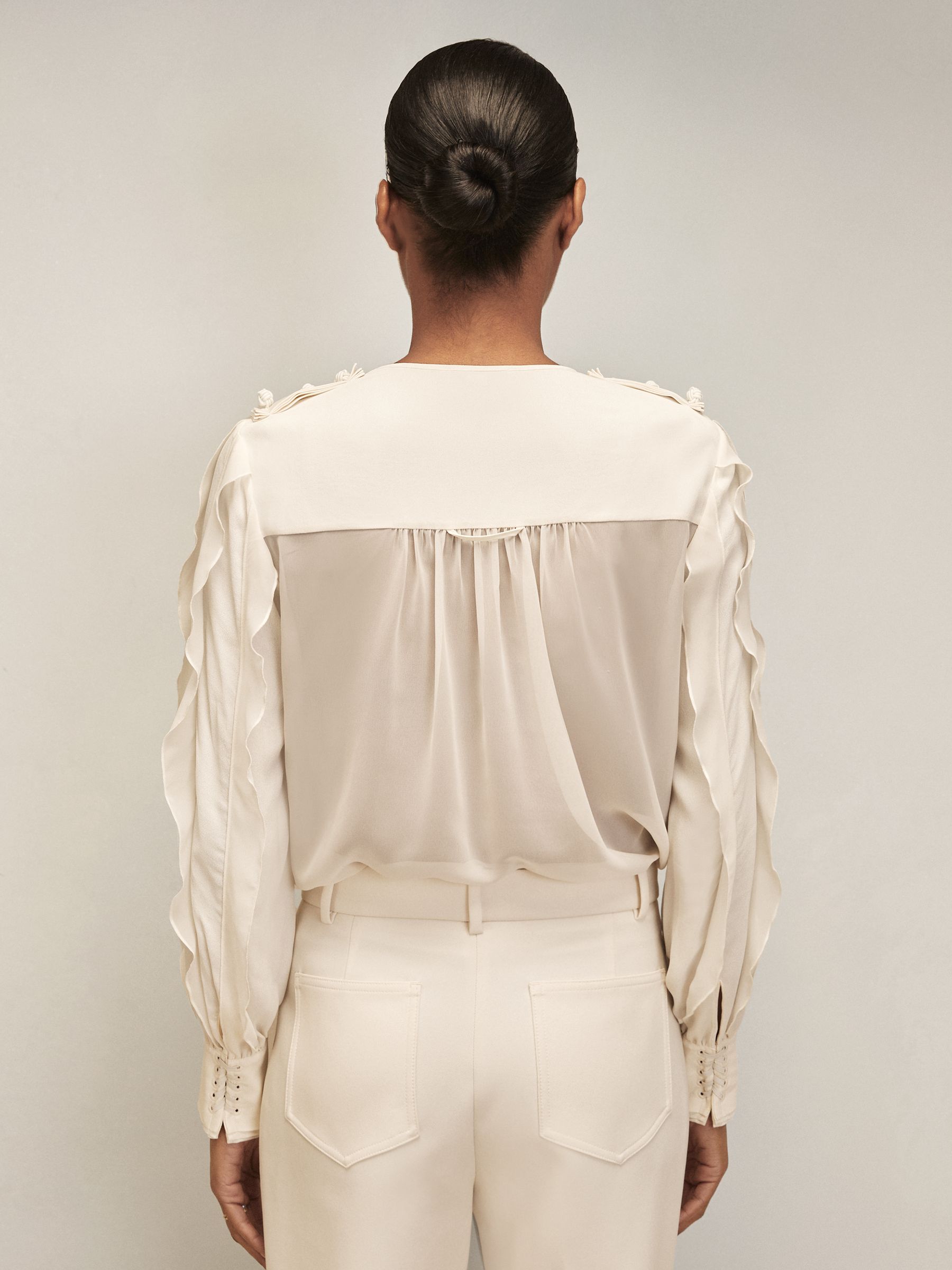 Reiss | Royal Ballet Ruffle Blouse in Cream