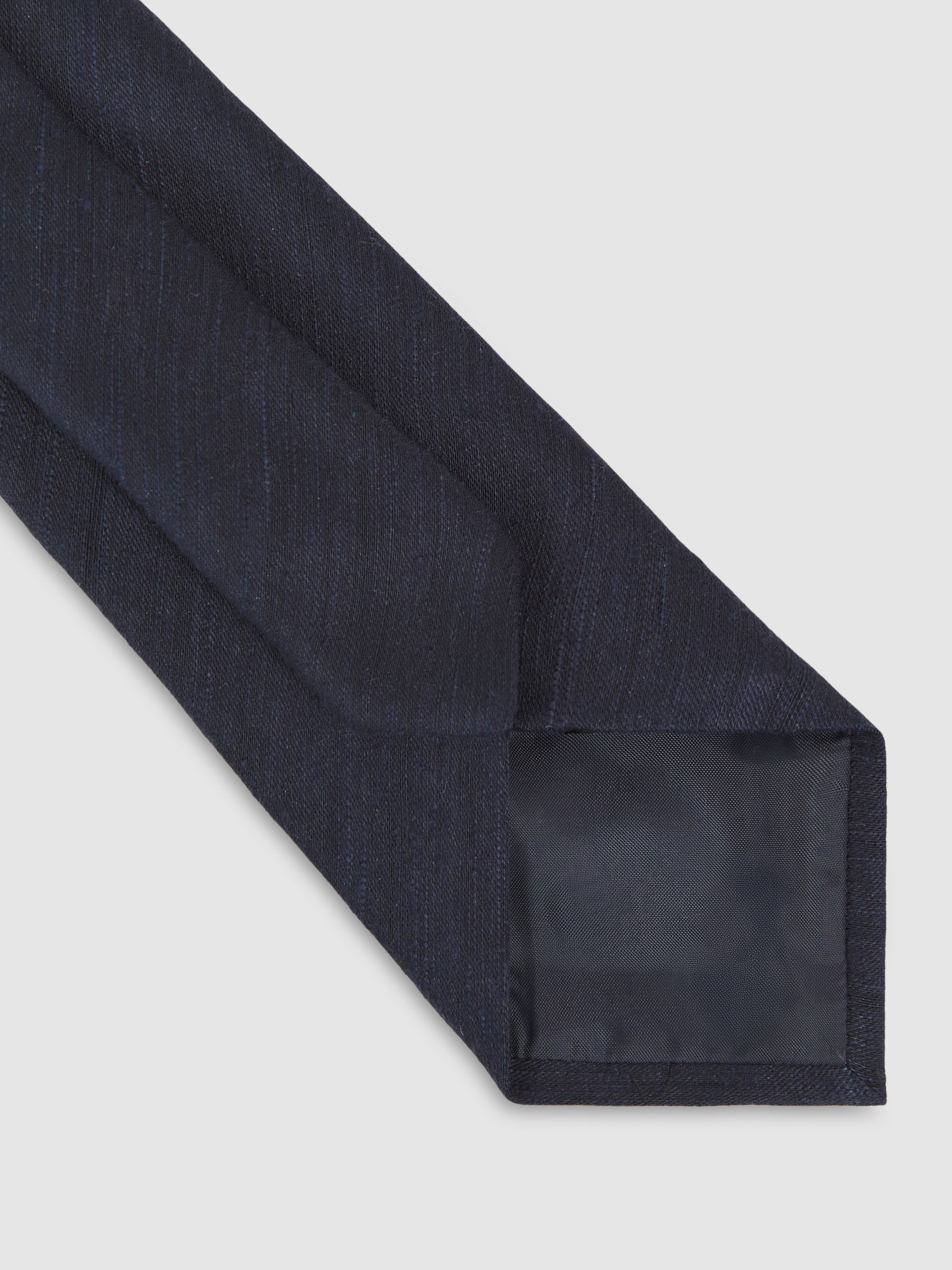 Silk Blend Textured Tie in Navy