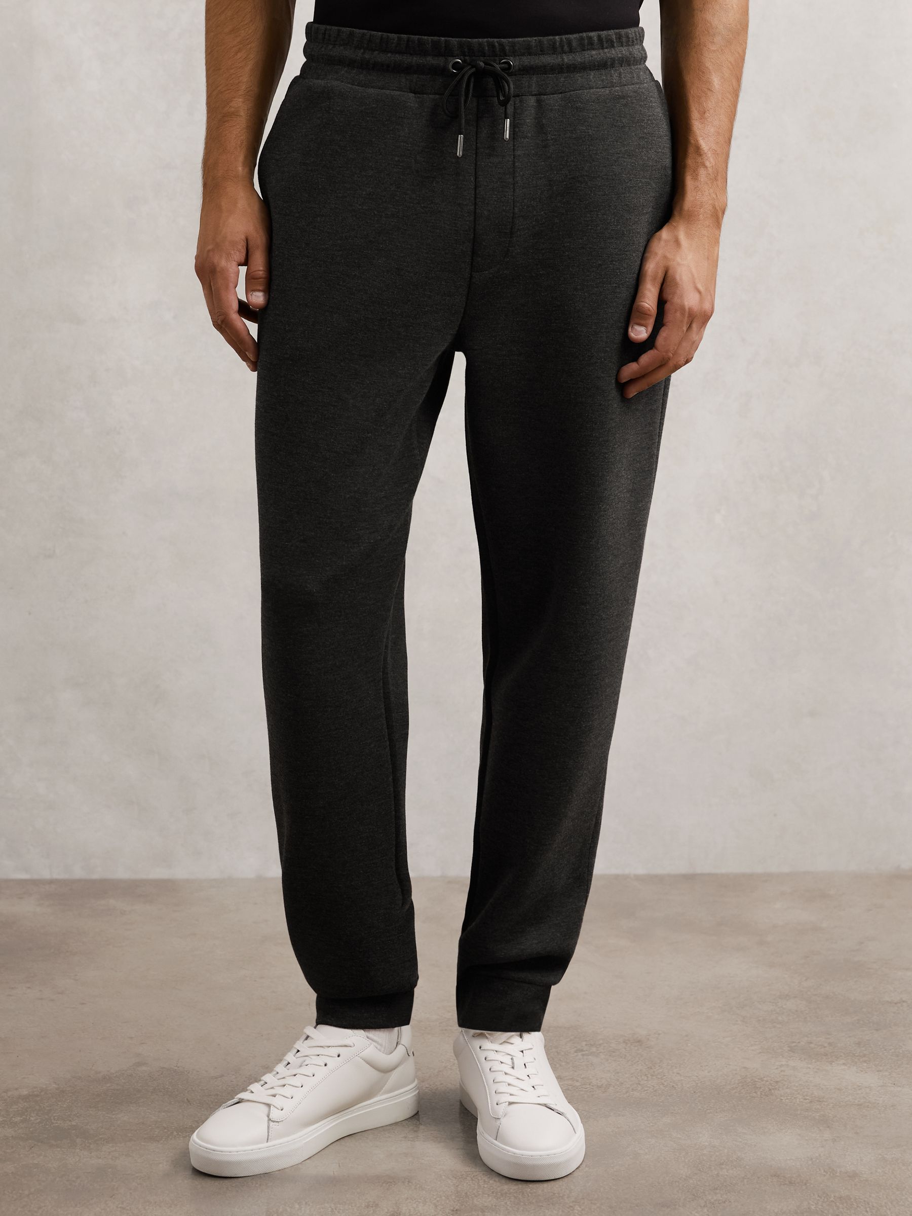 Jersey Drawstring Cuffed Joggers in Charcoal