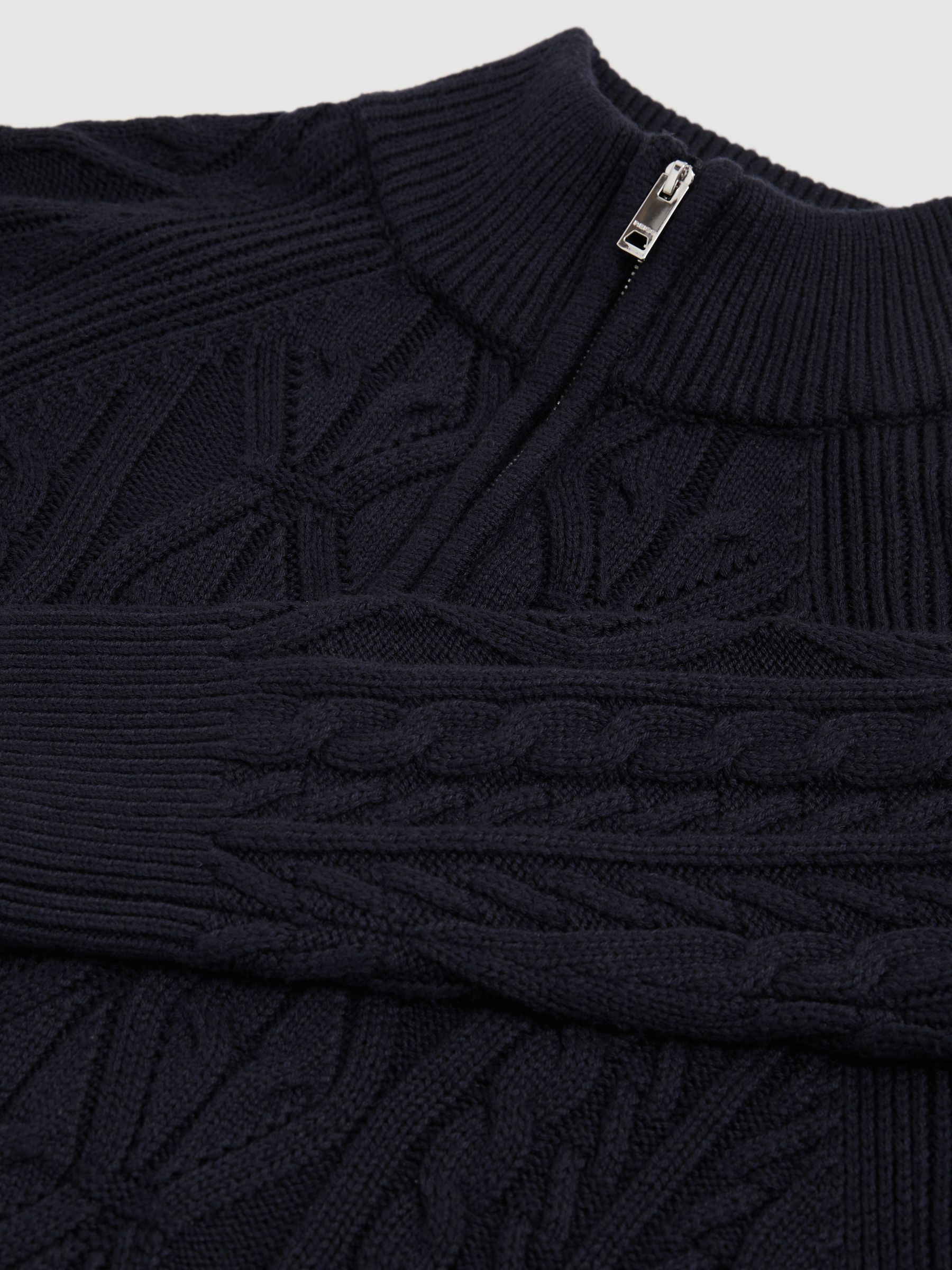 Cable-Knit Half-Zip Jumper in Navy