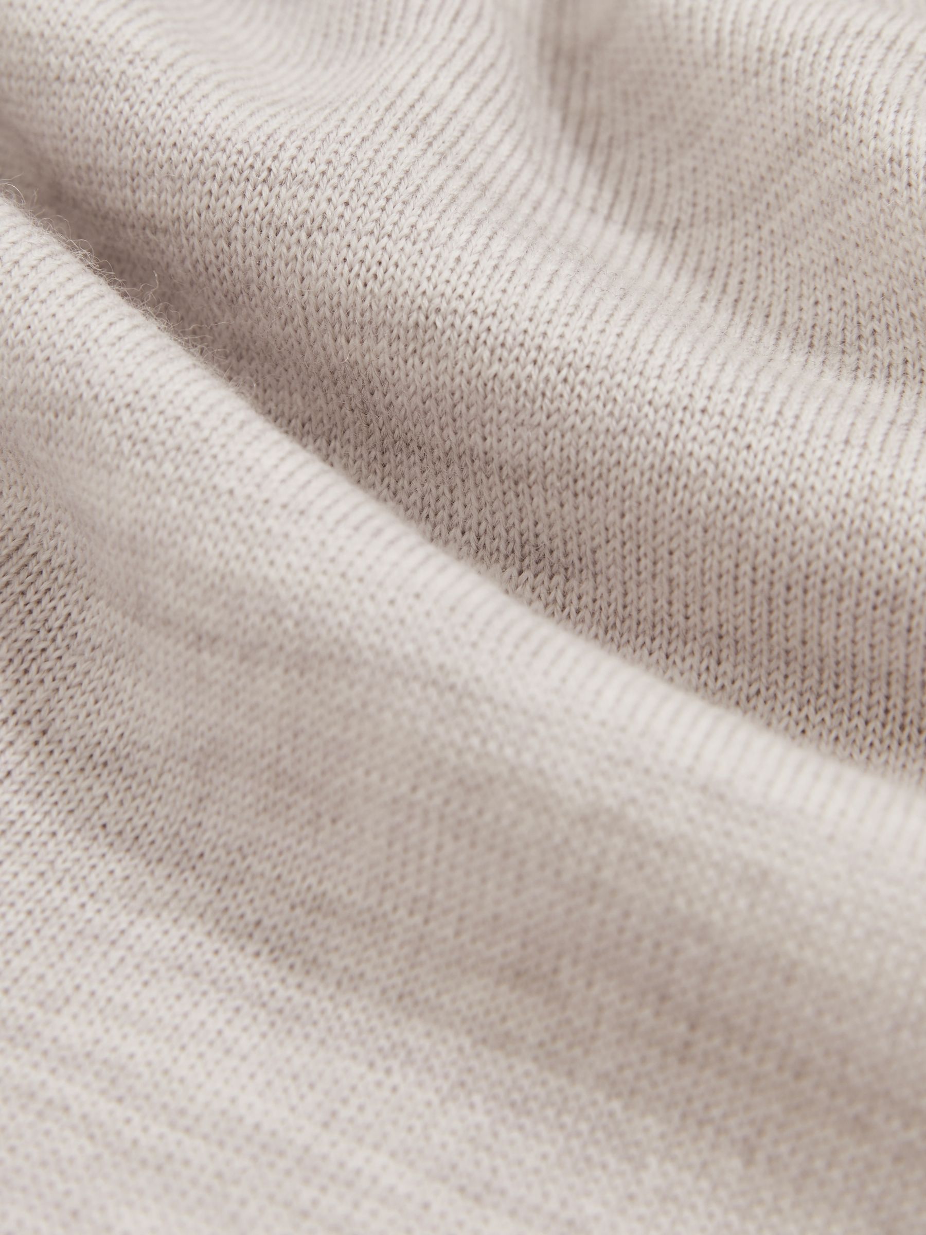 Merino Wool Open-Collar Polo Shirt in Wicker Brown Melange