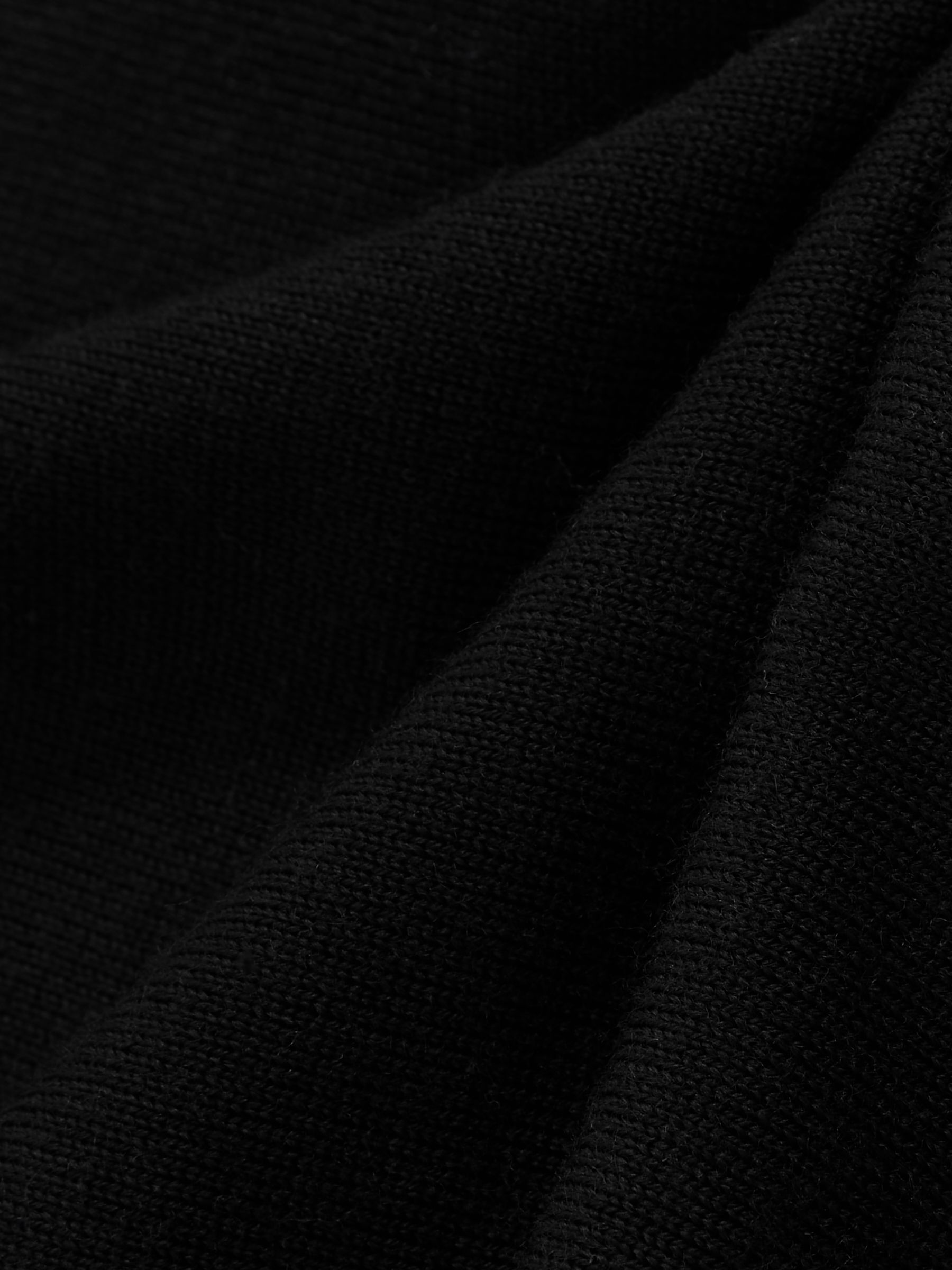 Merino Wool Open-Collar Polo Shirt in Black