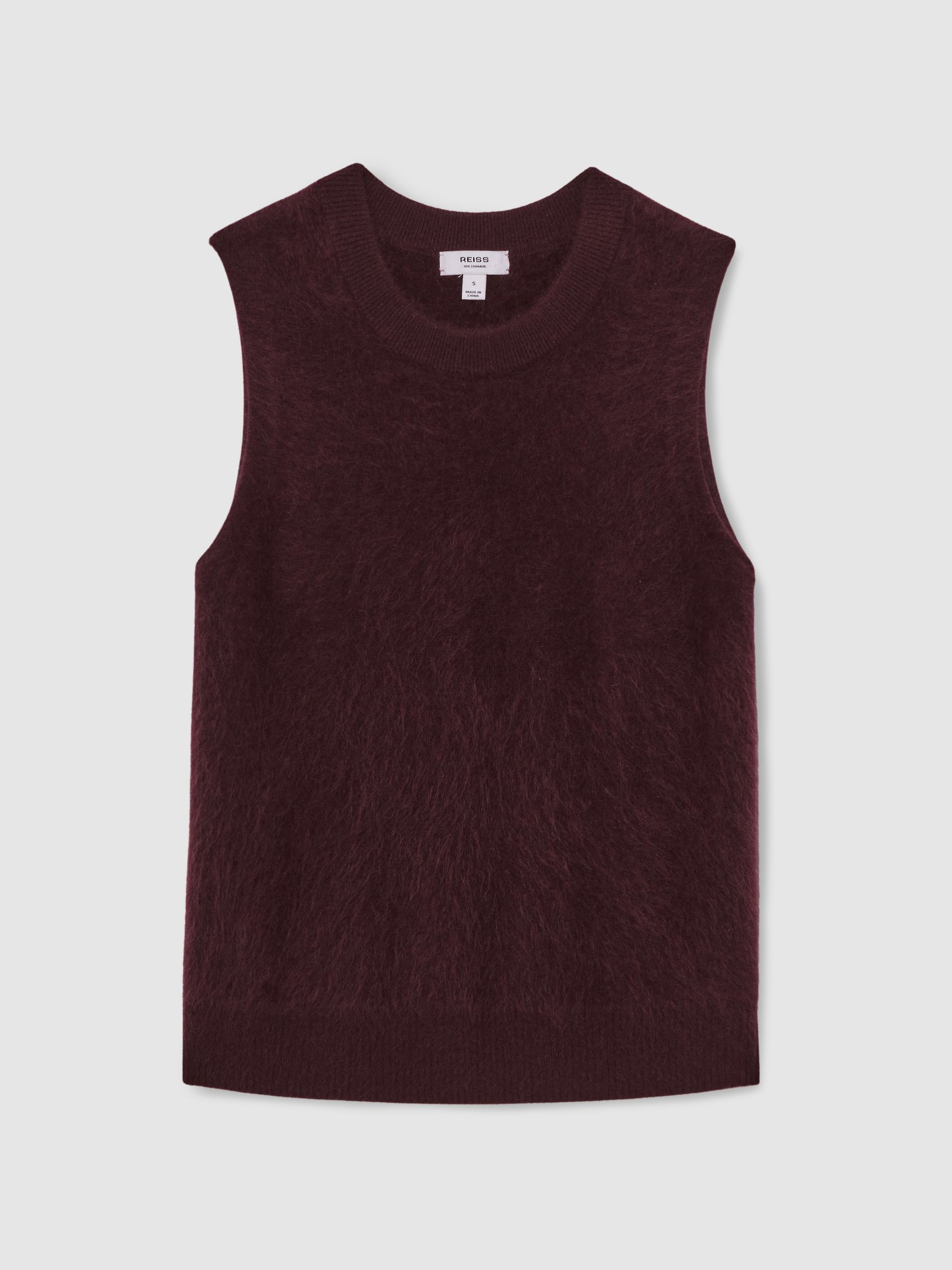 100% Brushed Cashmere Vest in Burgundy