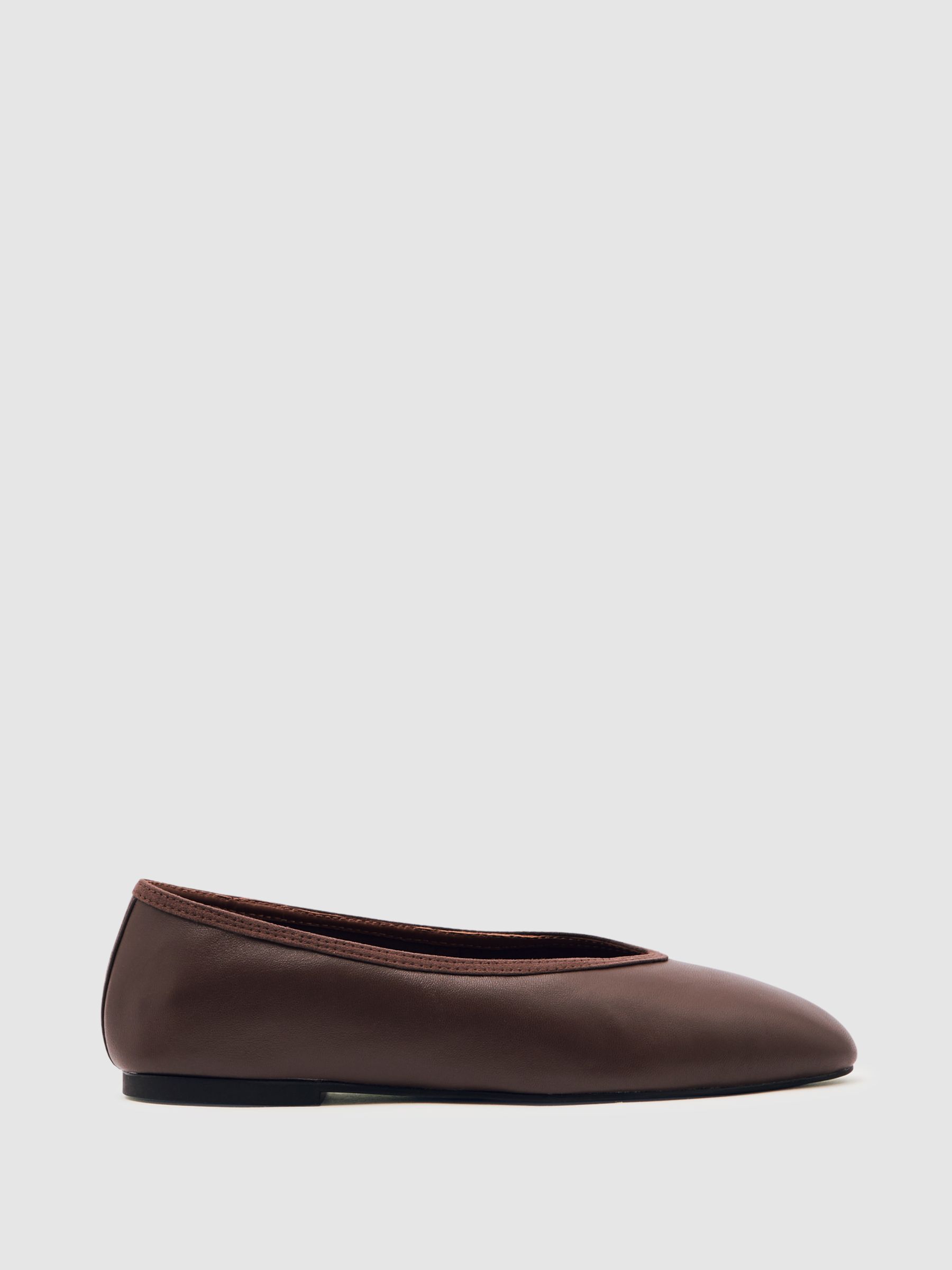 Mesh Embellished Ballet Flats in Brown