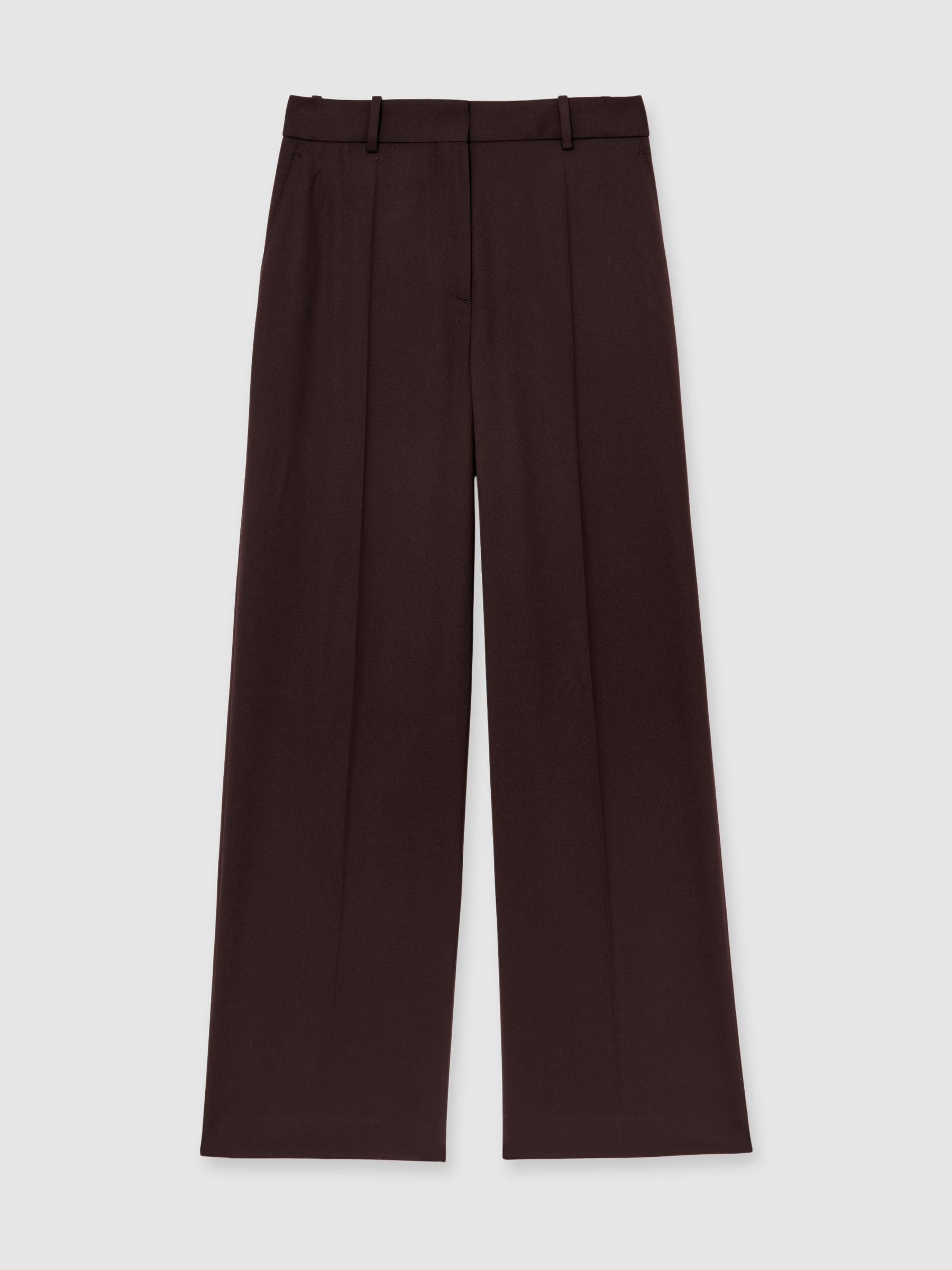 Petite Wool-Blend Wide-Leg Suit Trousers in Aubergine