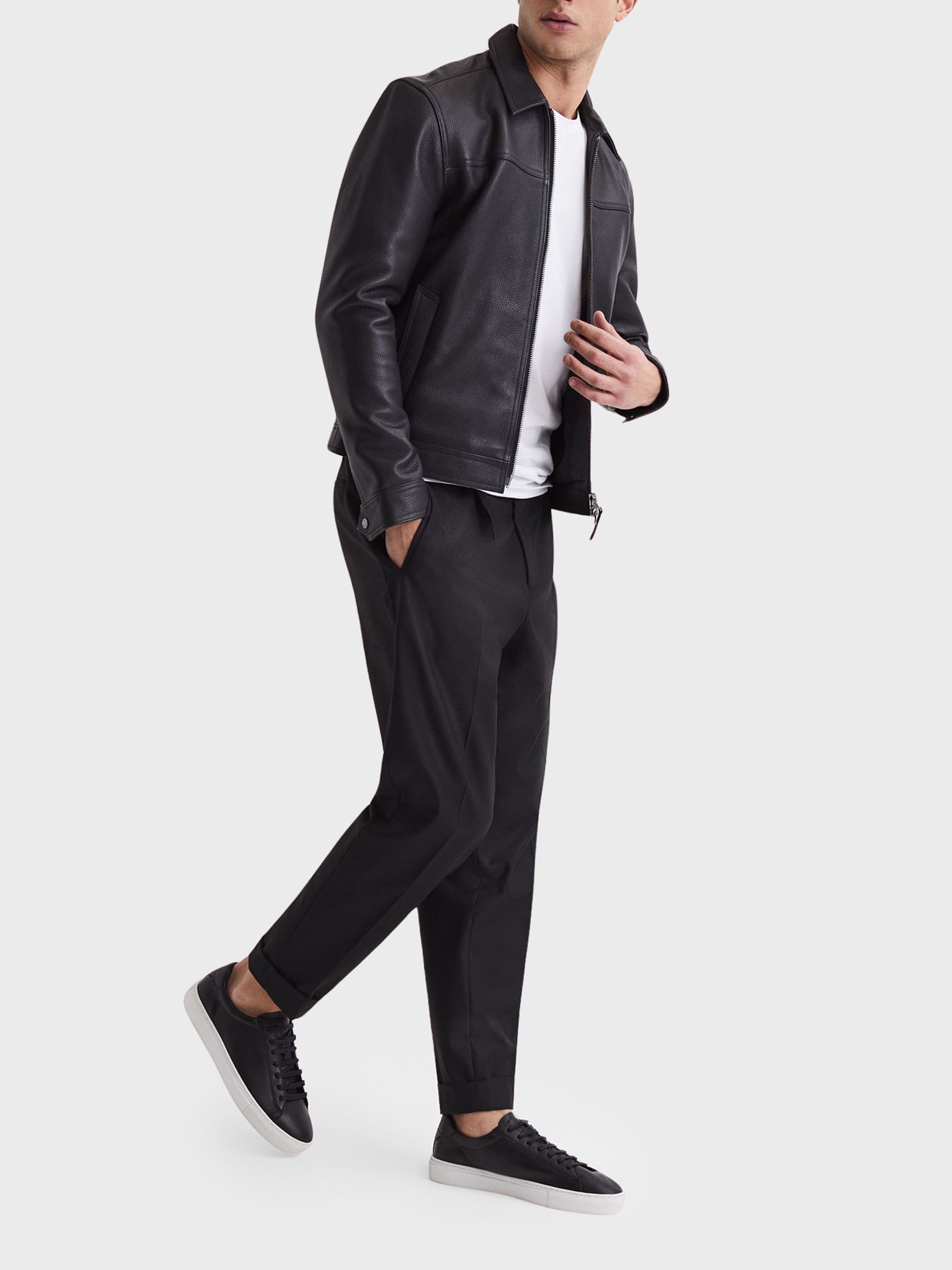 Leather Low-Top Trainers in Black