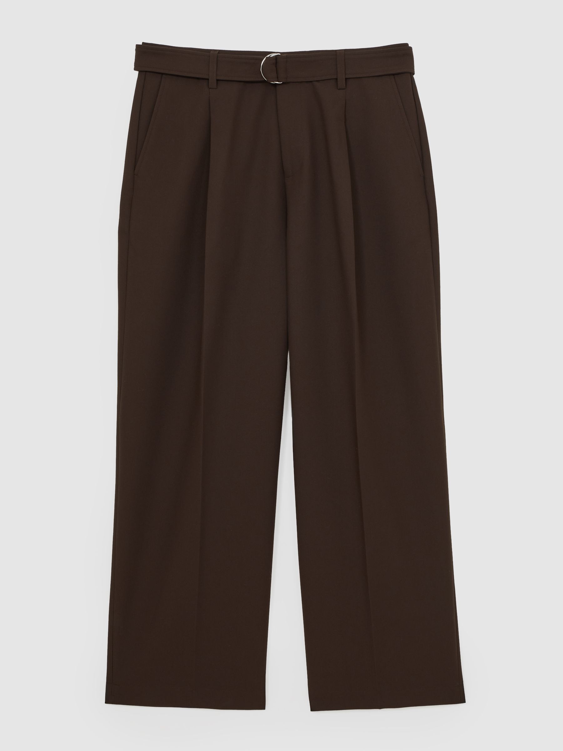 Monogram Relaxed-Fit Belted Trousers in Brown