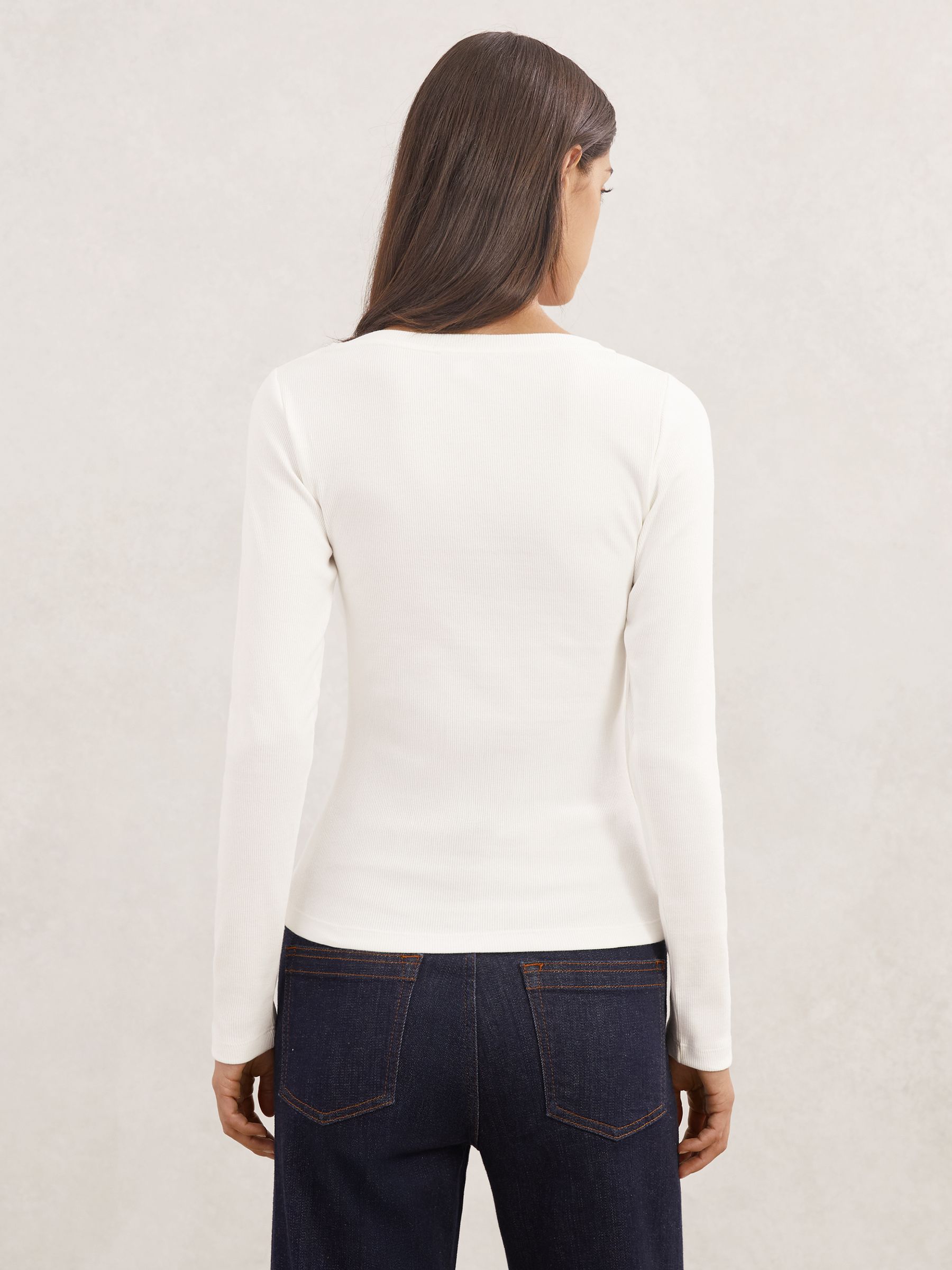 Stretch Cotton Asymmetric Neck Top in White