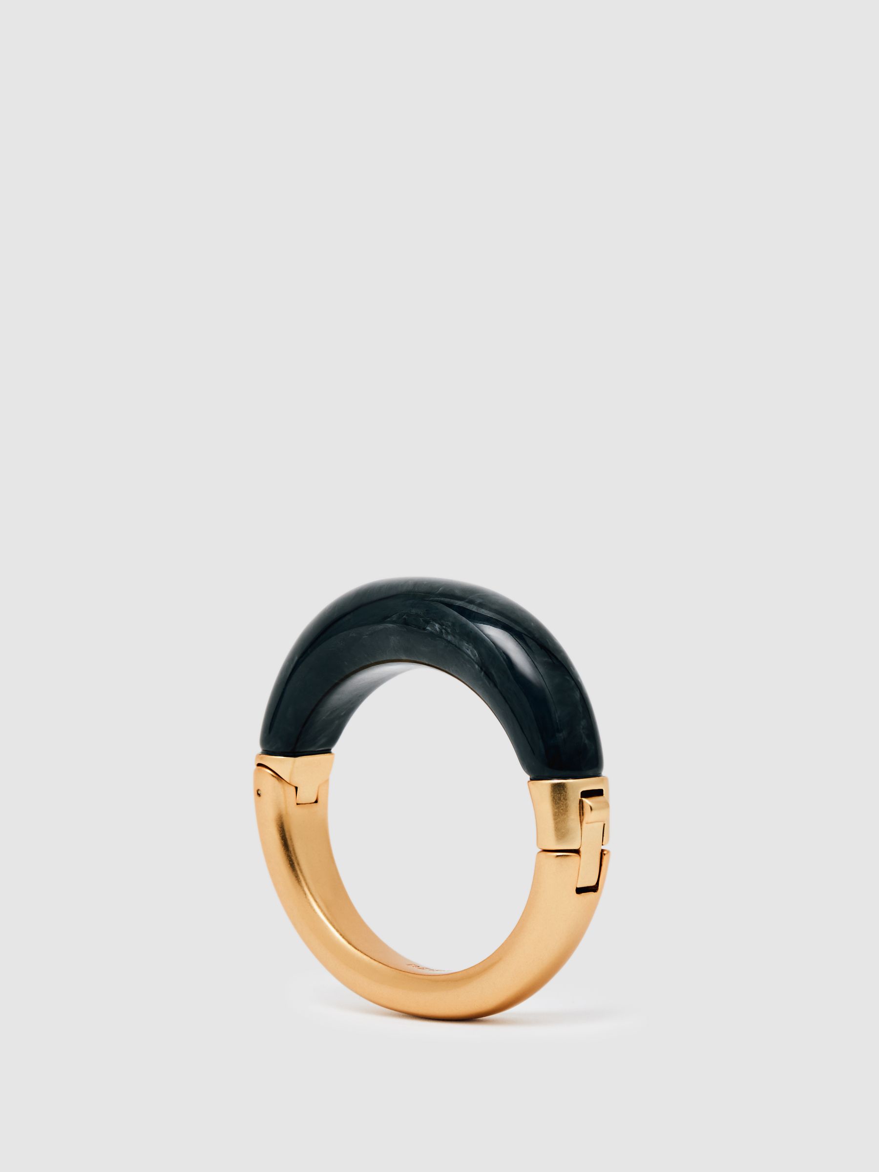 Tone Scoop Enamel Hinged Bangle in Gold
