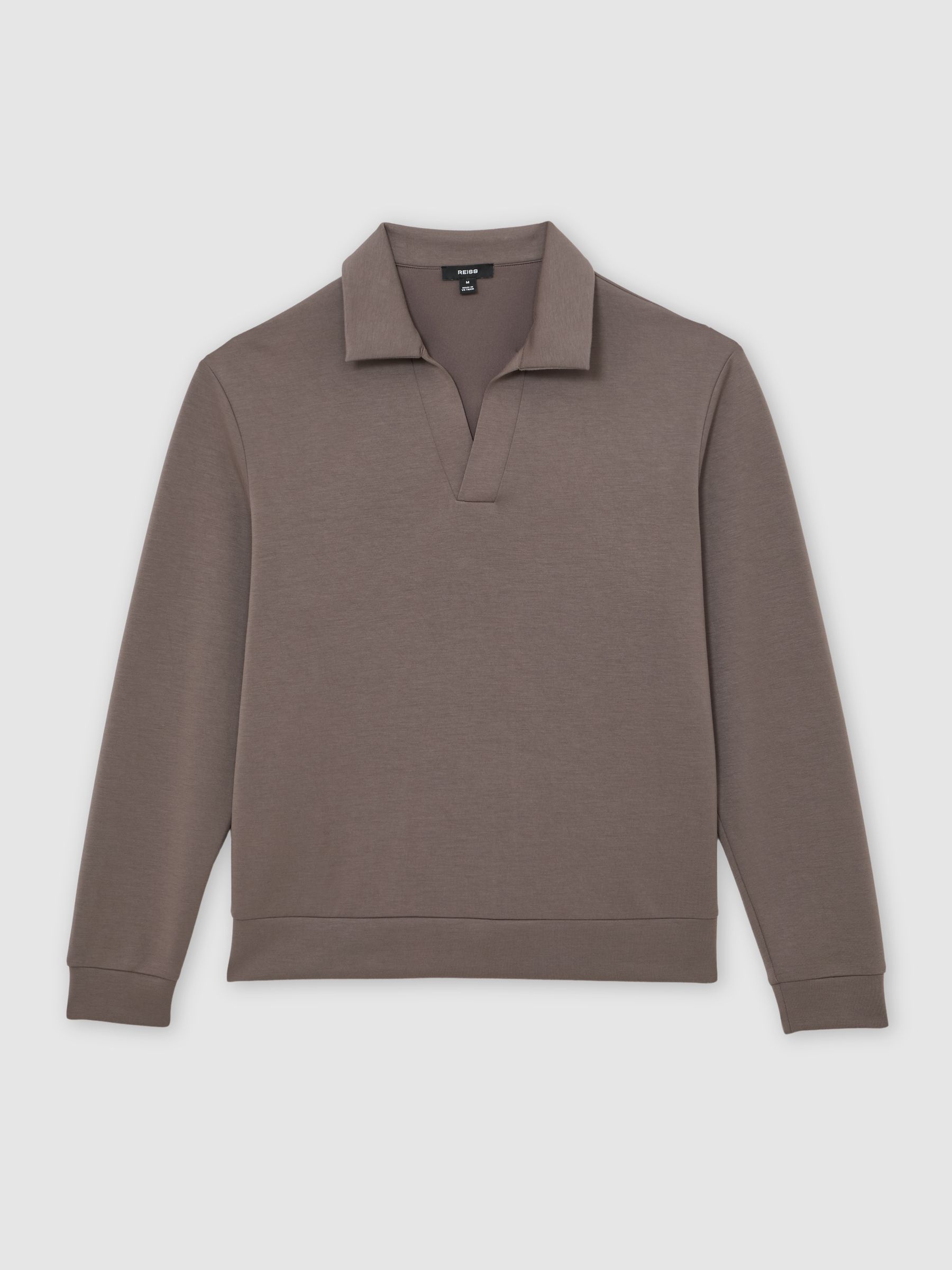 Interlock Open-Collar Polo Sweatshirt in Light Brown