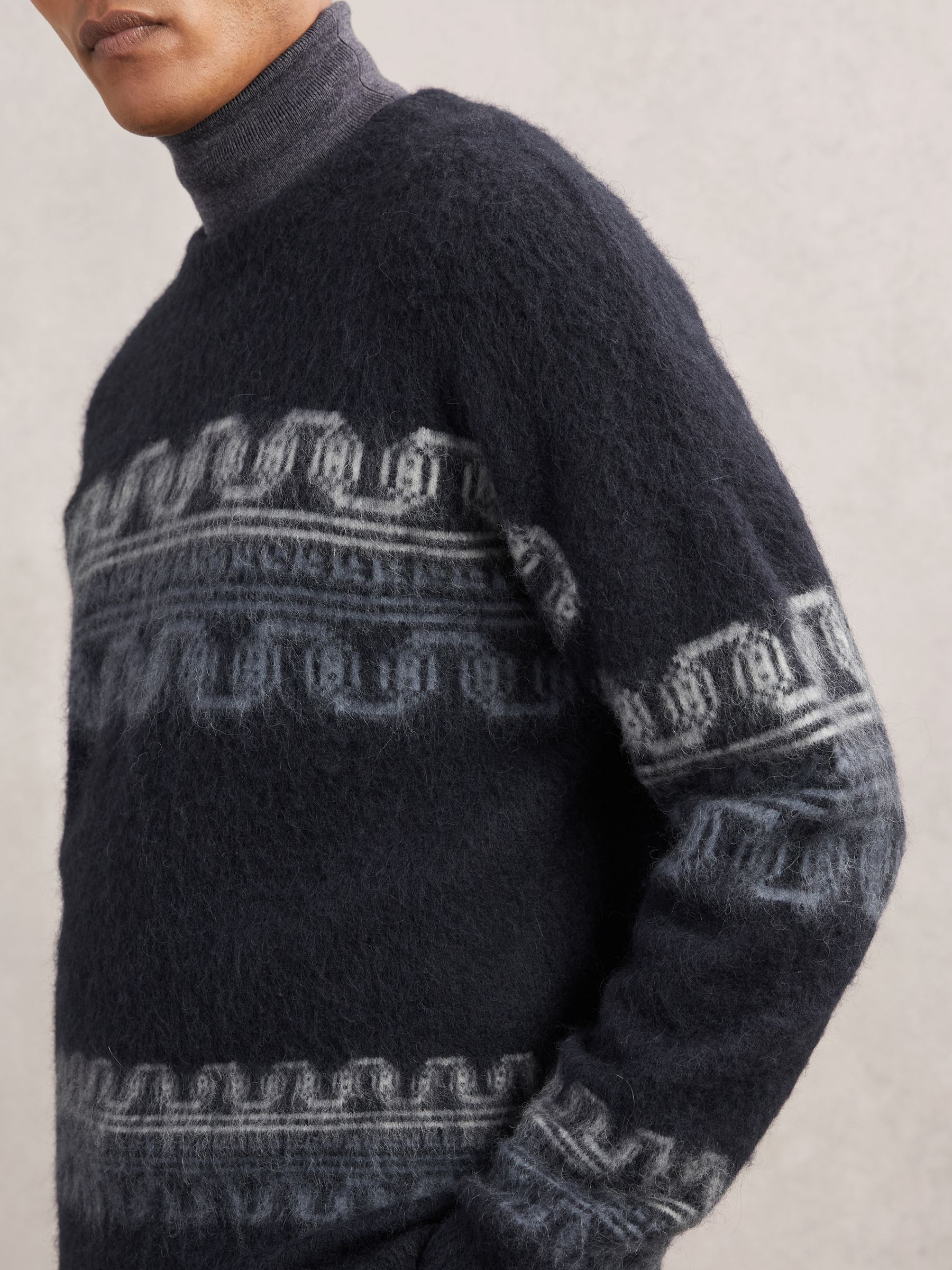 Wool-Alpaca Blend Fair Isle Jumper in Navy