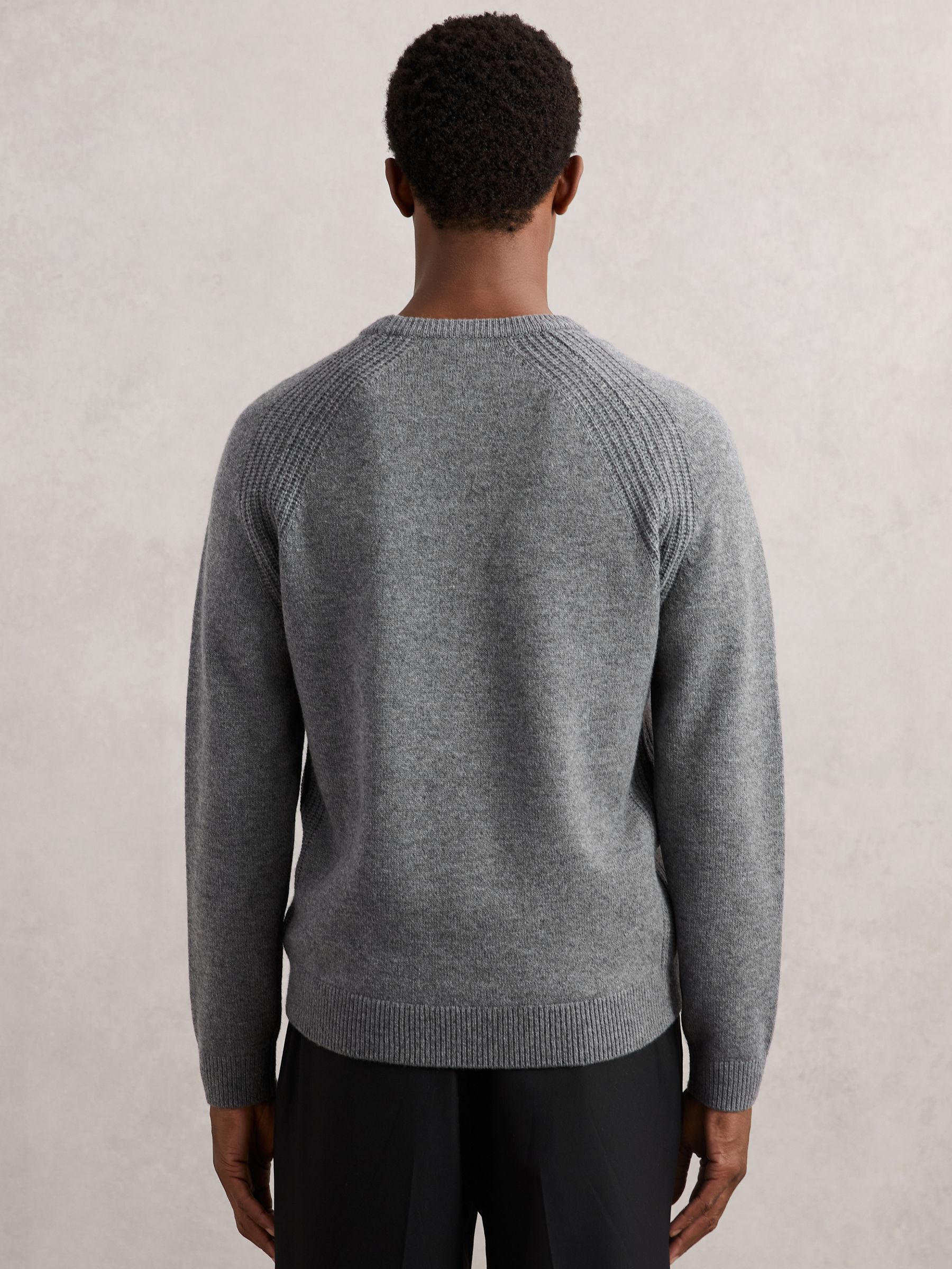 Wool-Cashmere Reverse-Seam Jumper in Mid Grey Melange