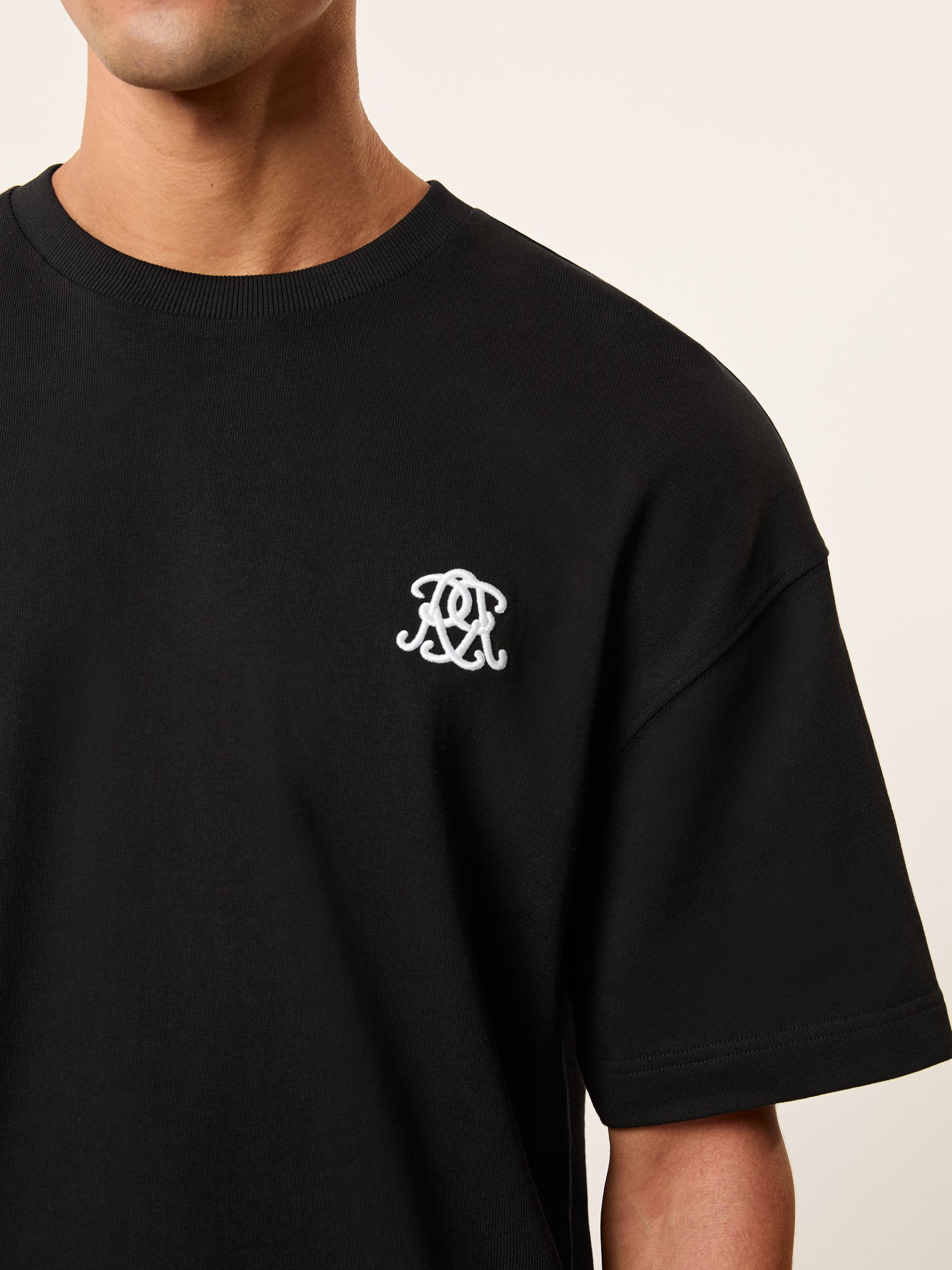 Monogram Cotton Oversized T-Shirt in Black