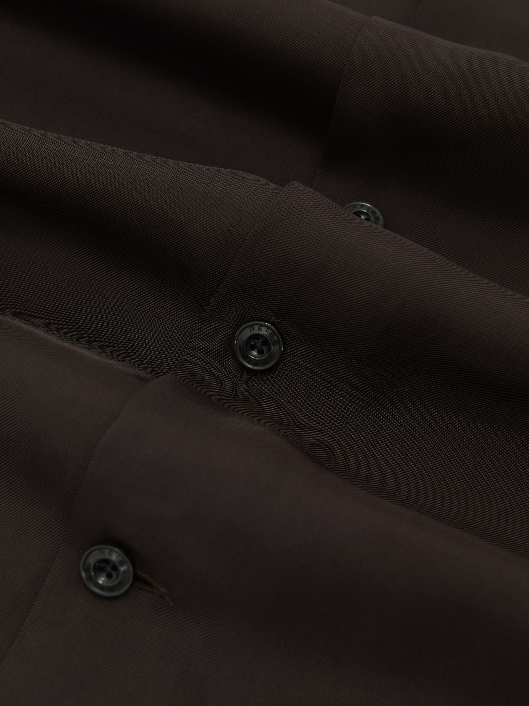 Twill Piped Cuban-Collar Shirt in Chocolate Brown