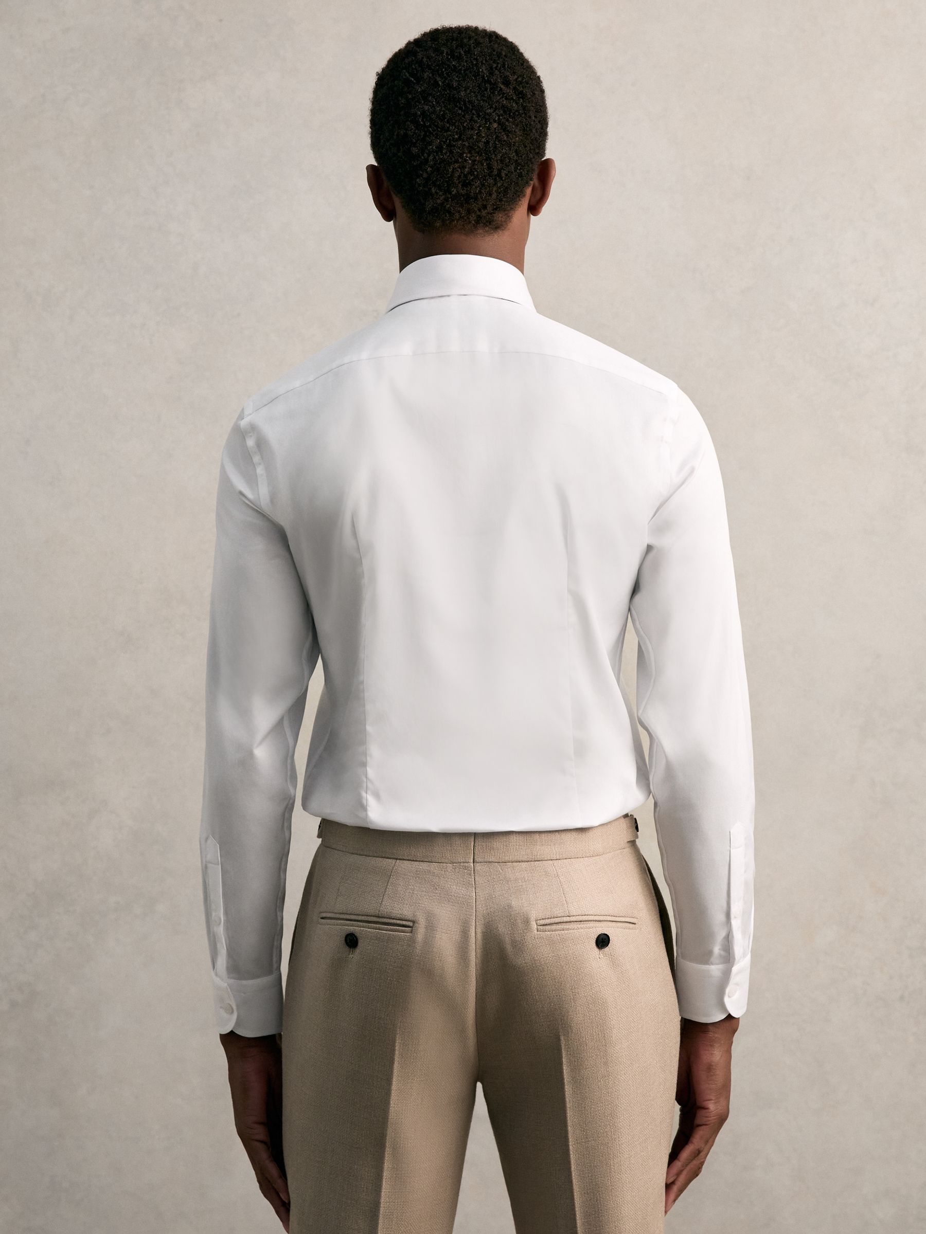 Slim Fit Cotton Pin Collar Shirt in White