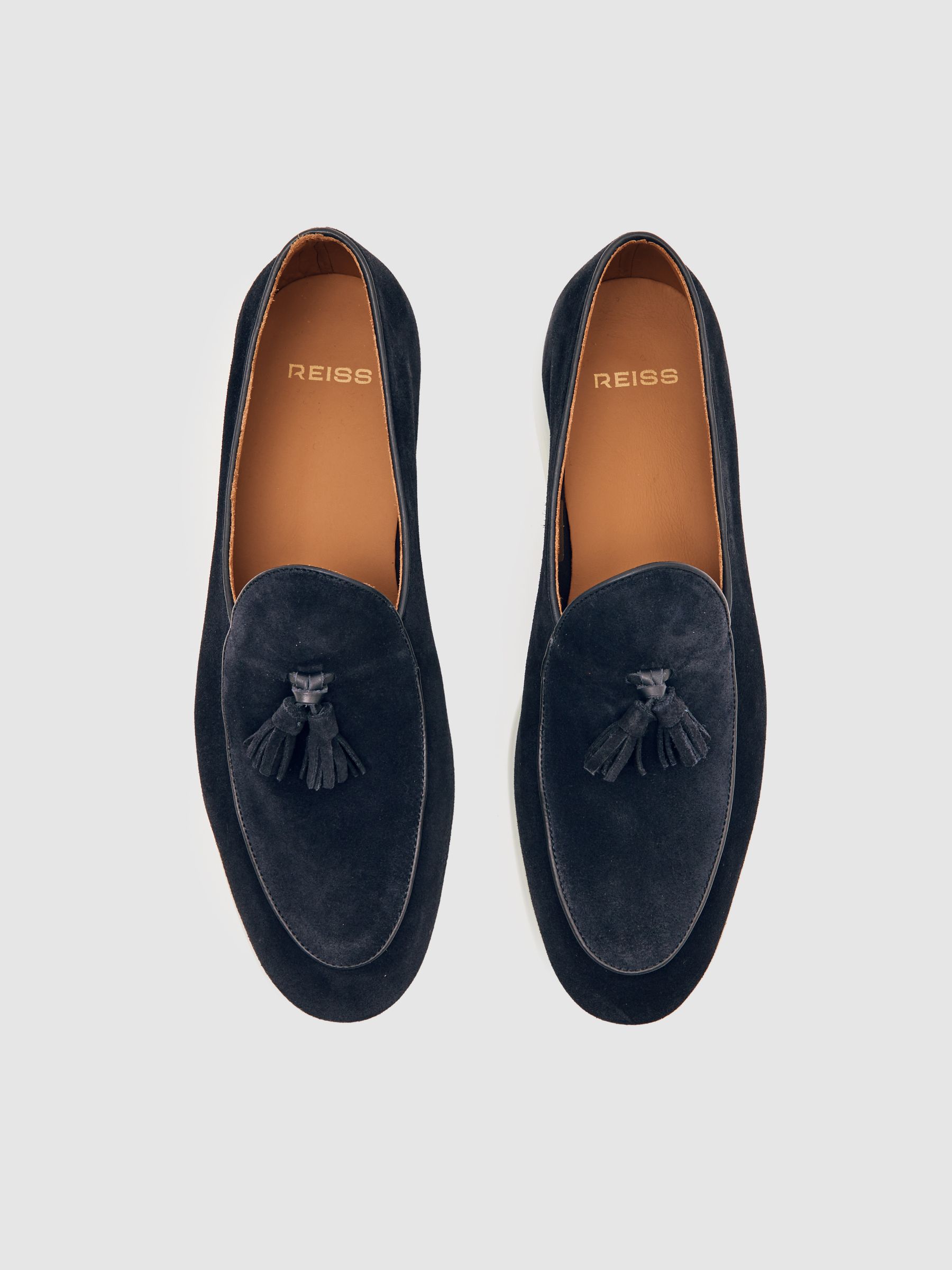 Suede Tassel Loafers in Navy