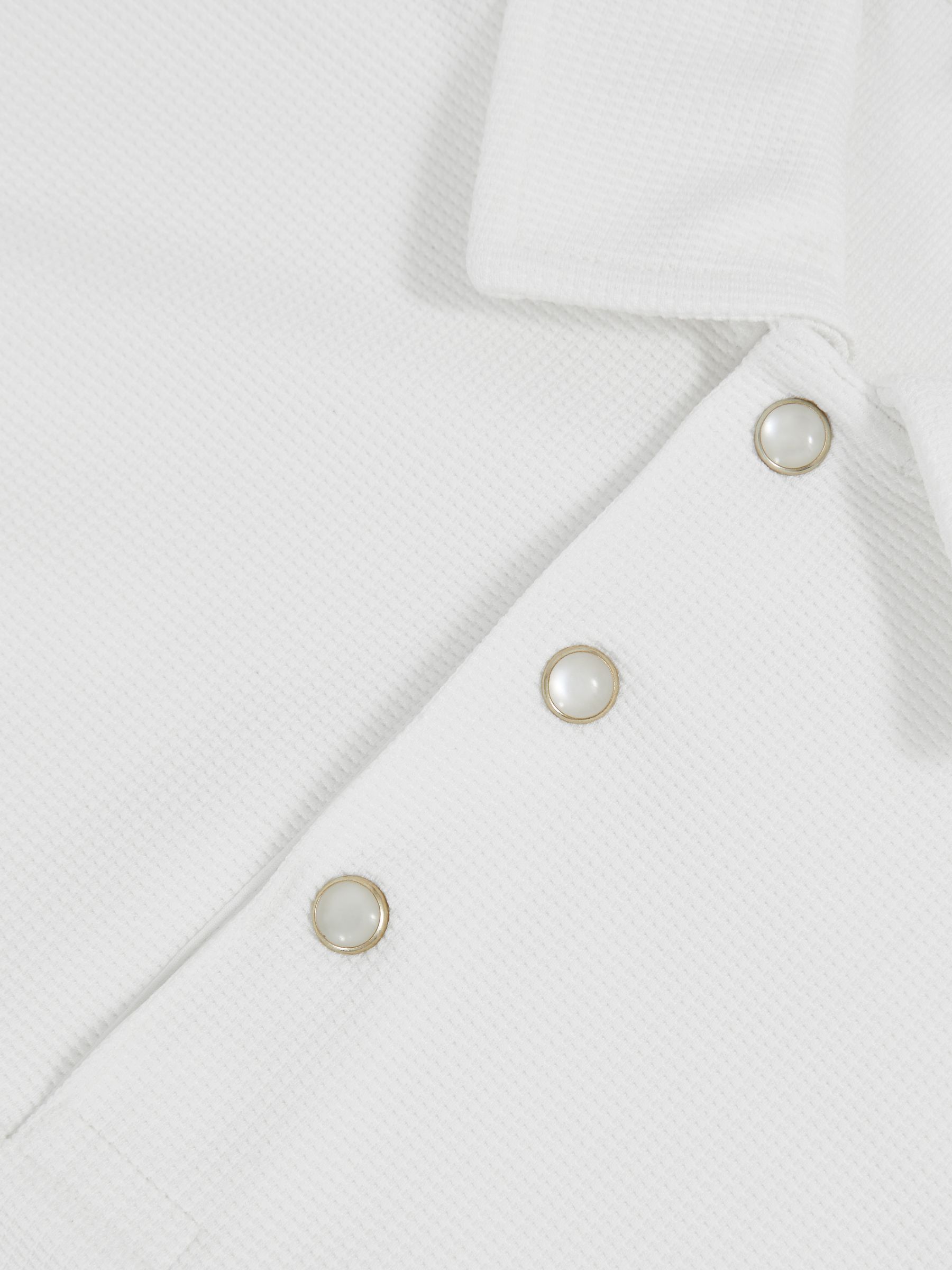 Textured Press-Stud Polo Shirt in White