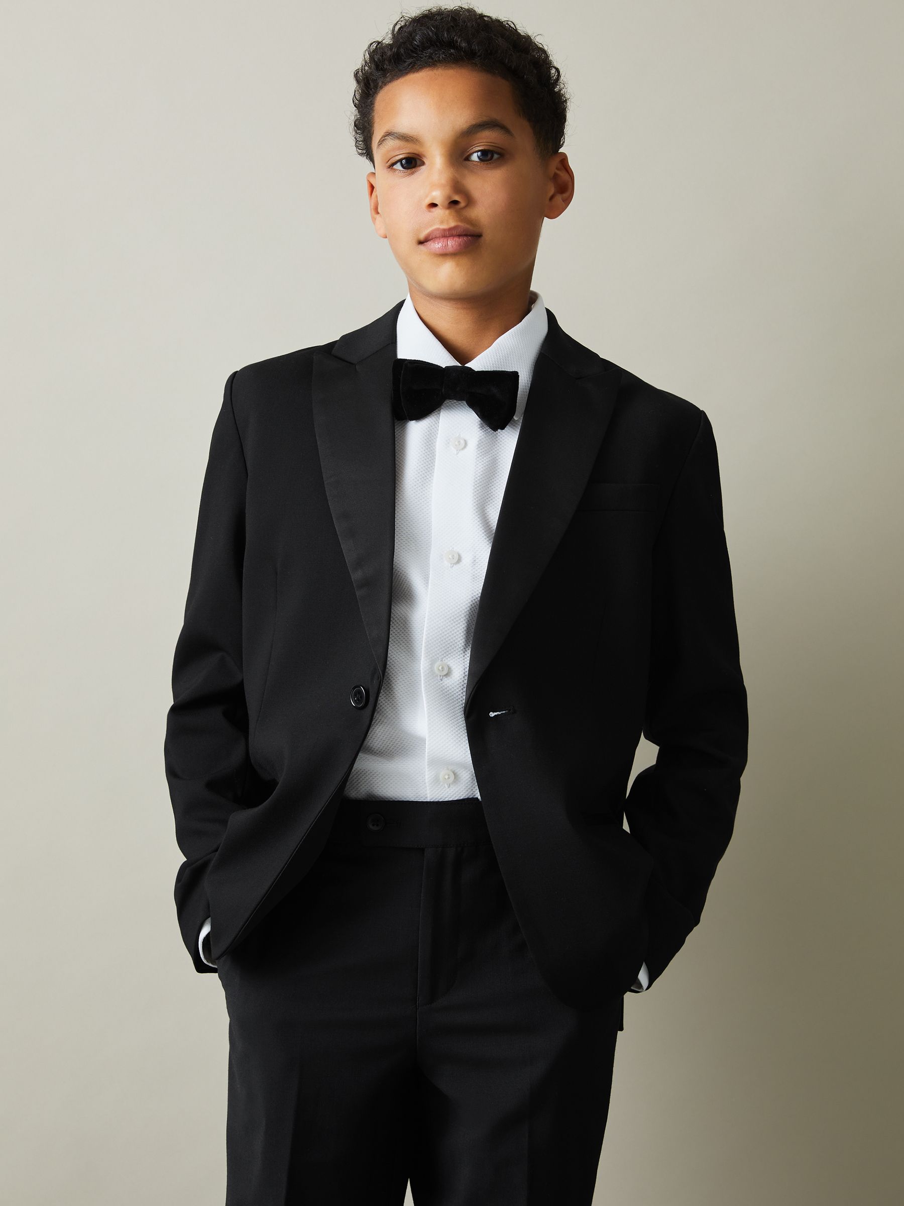 9-13 yrs Tuxedo Satin Single Breasted Blazer in Black