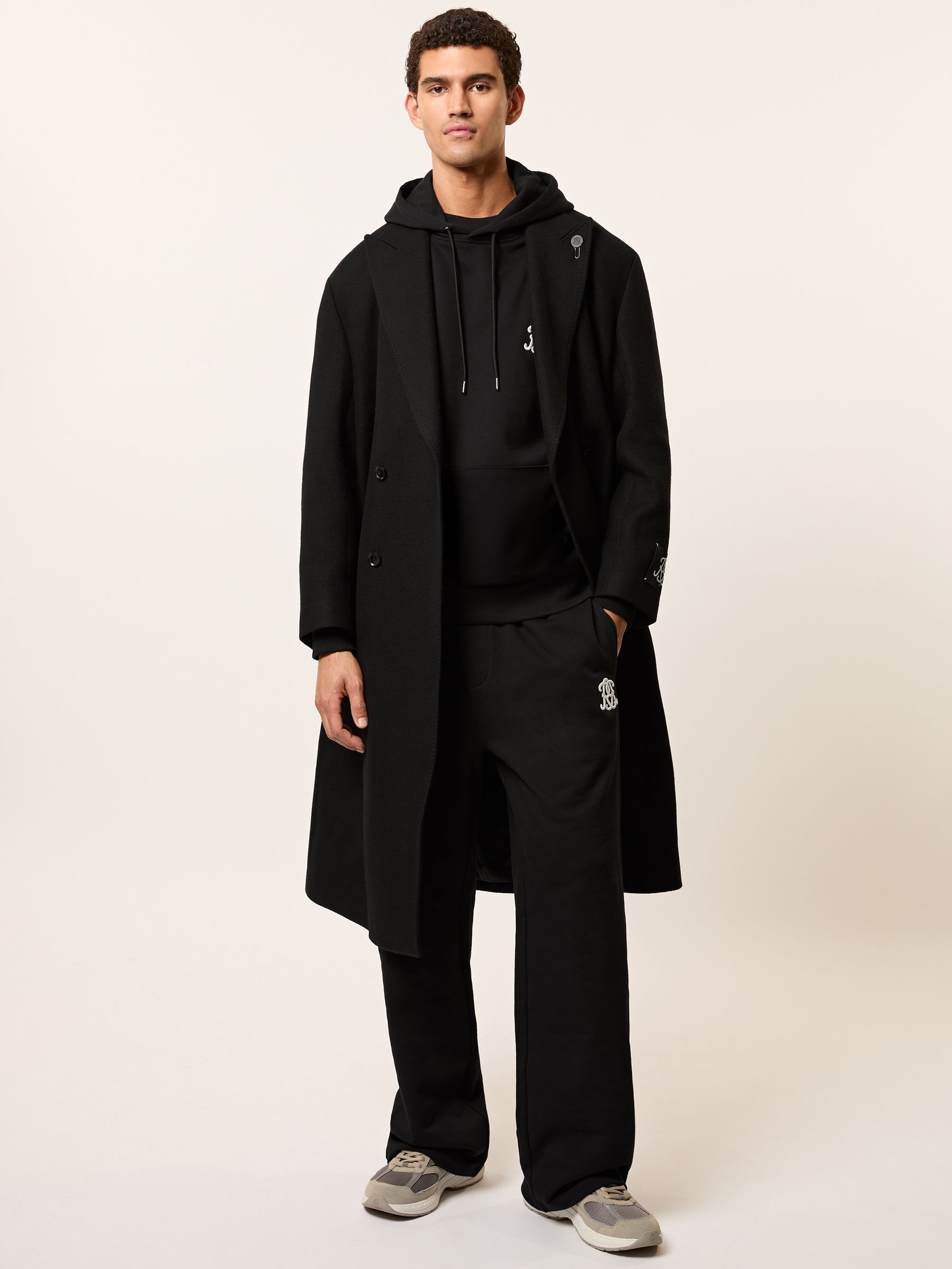 Monogram Cotton Oversized Hoodie in Black