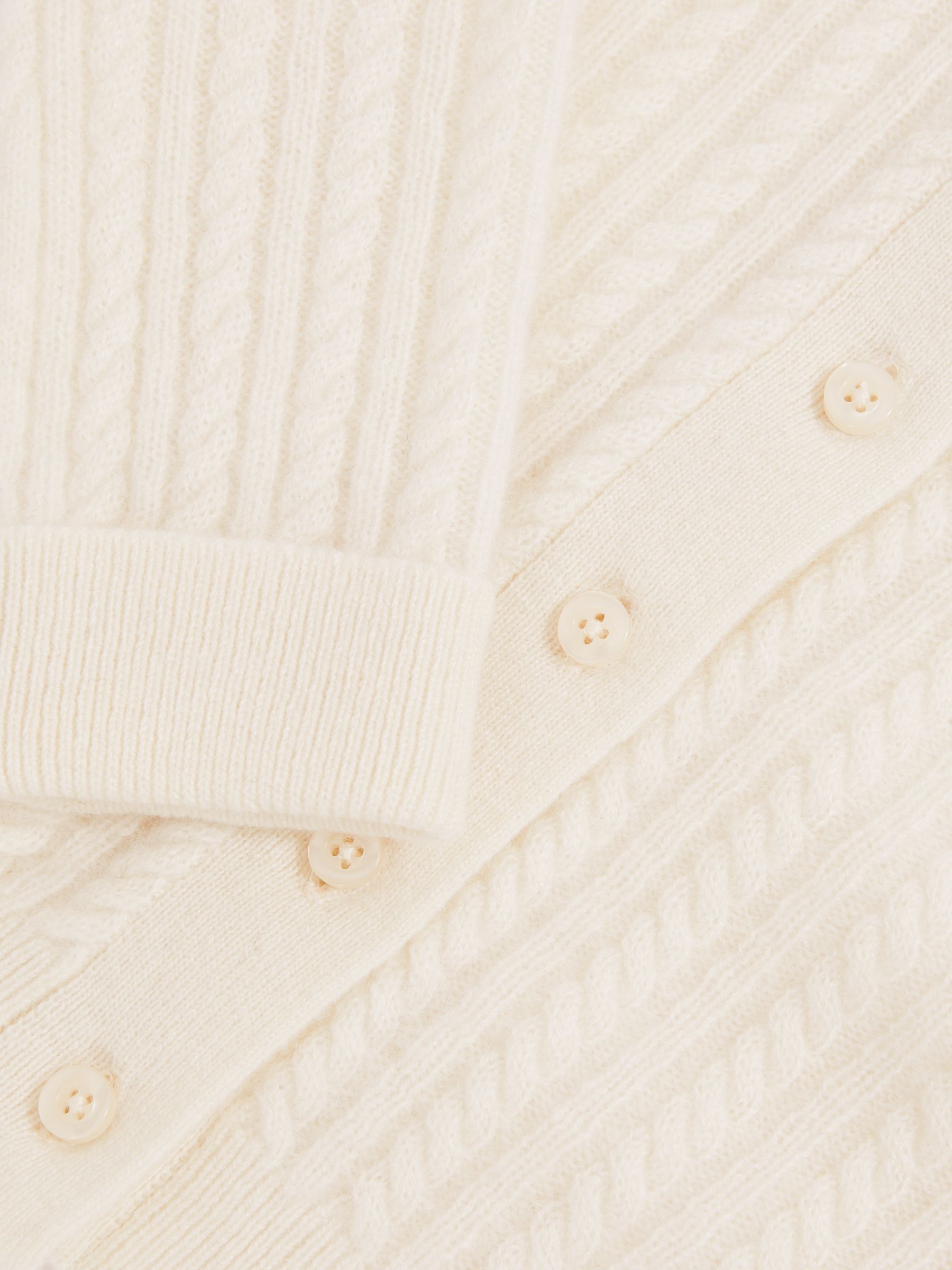 100% Cashmere Cable-Knit Cardigan in Ivory
