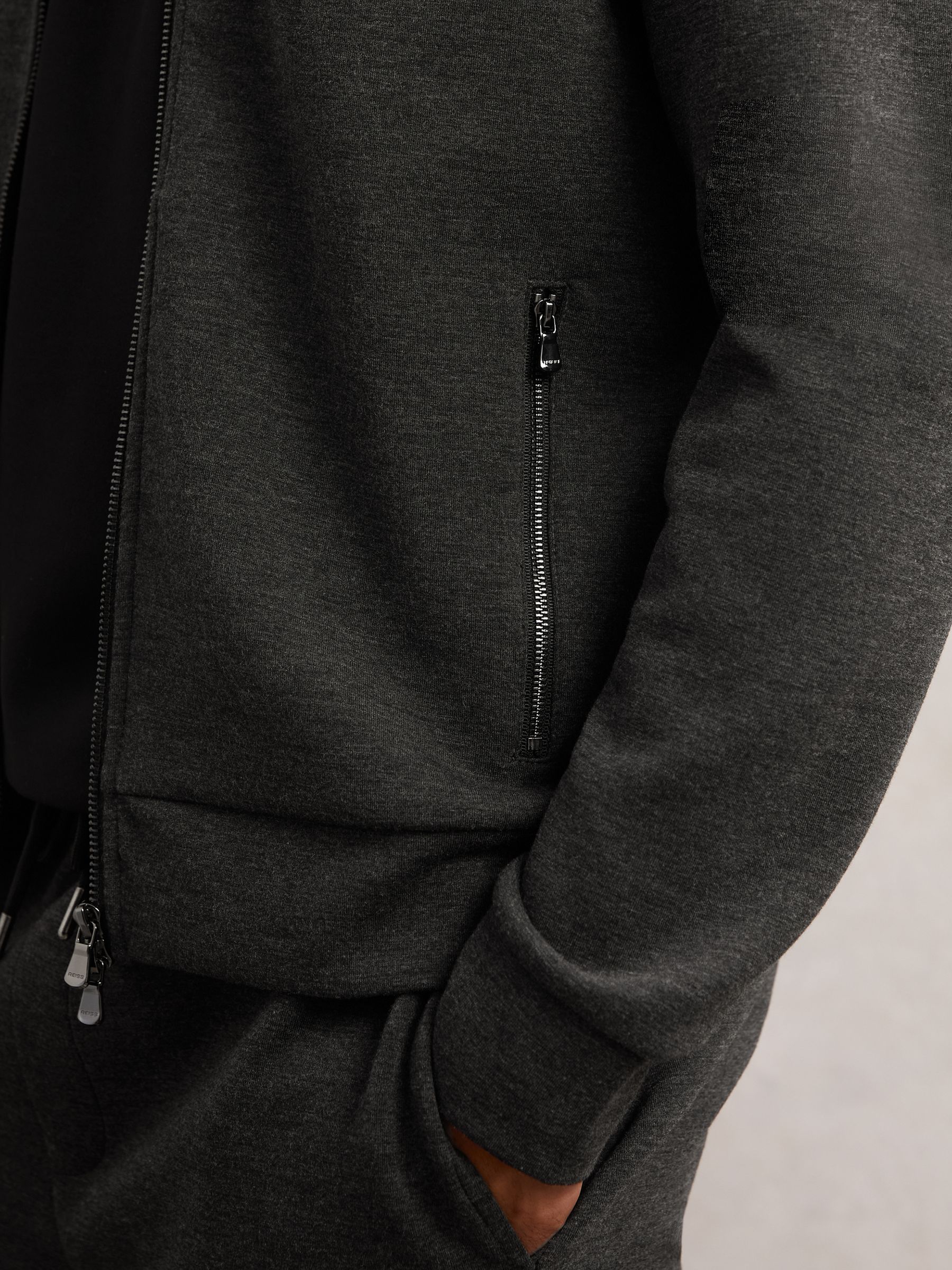 Double-Faced Jersey Zip Sweatshirt in Charcoal