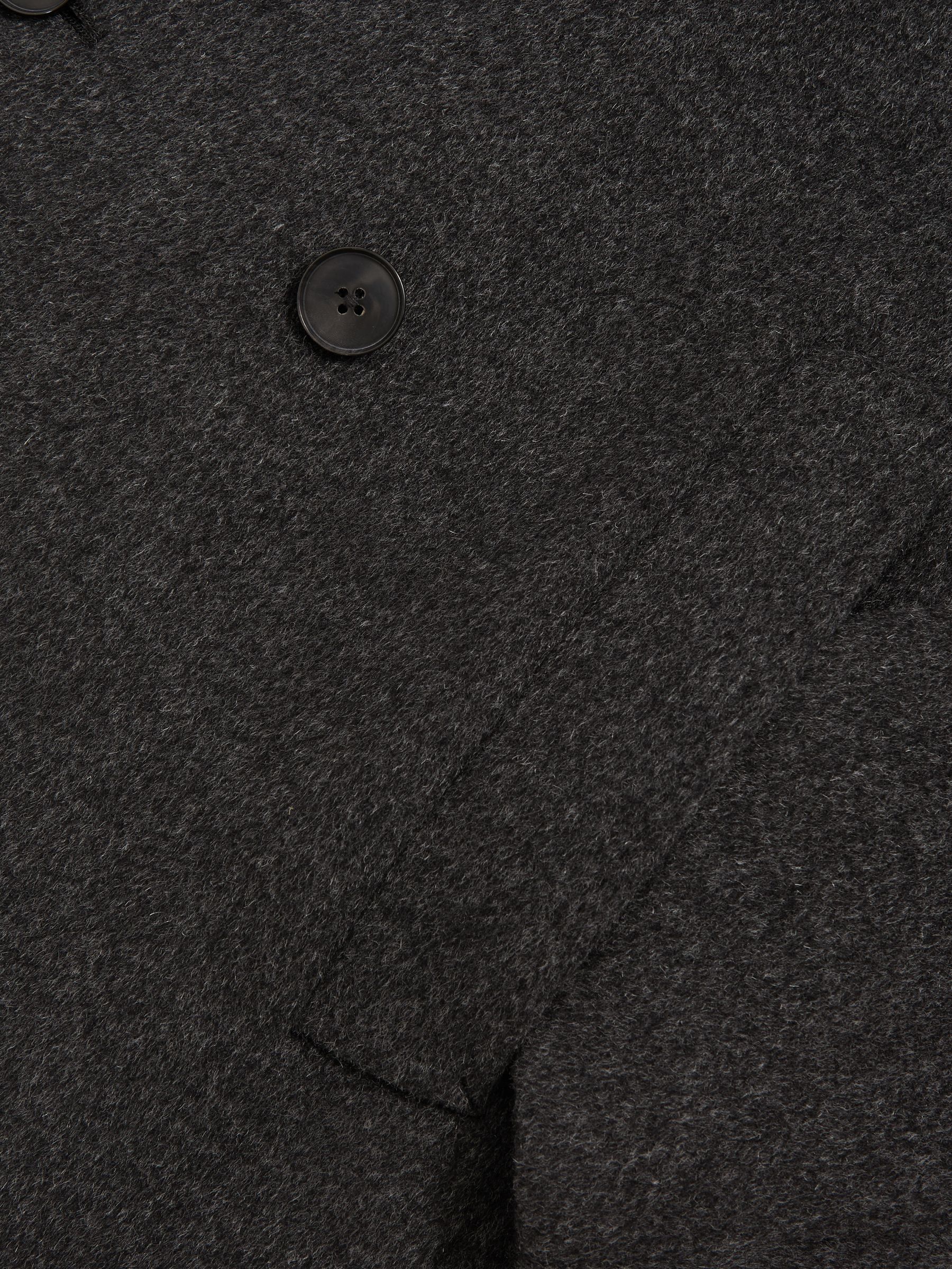 Wool-Blend Double-Breasted Overcoat in Charcoal Grey