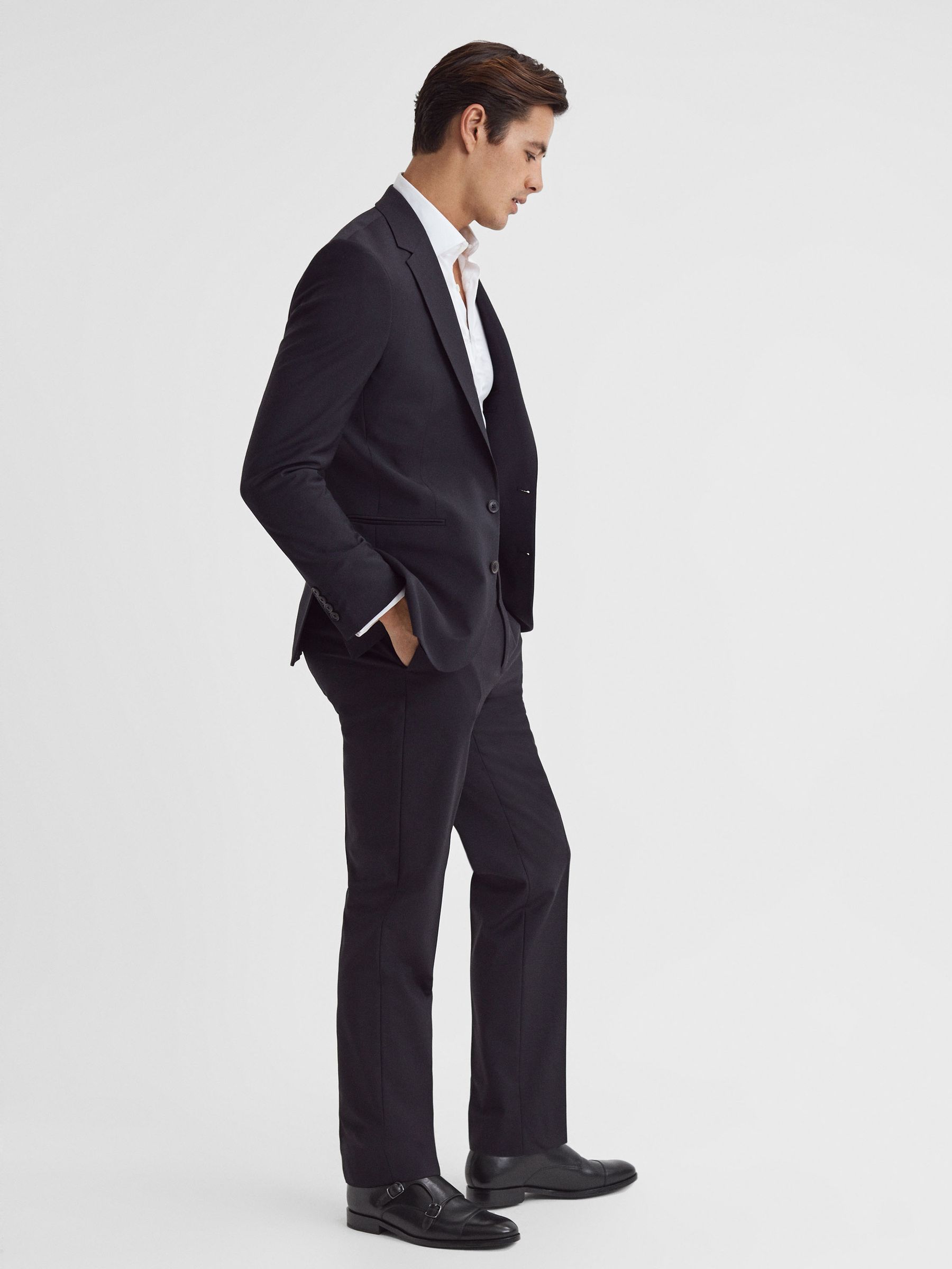 Leather Double Monk Strap Shoes in Black