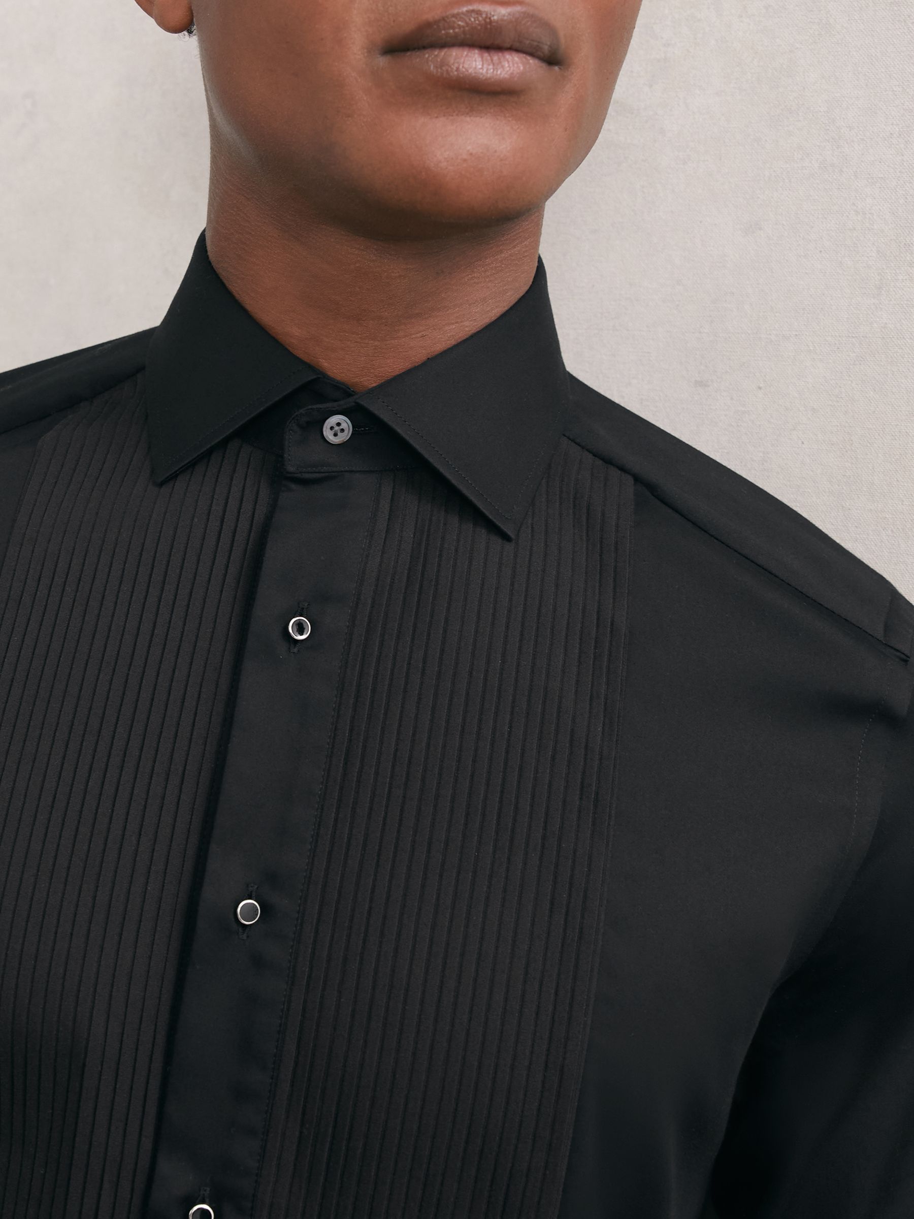 Slim Fit Cotton Dinner Shirt in Black