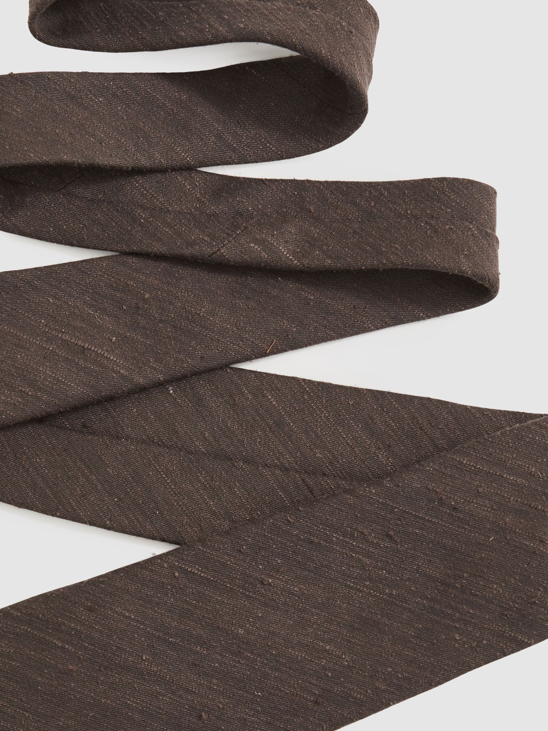 Silk Blend Textured Tie in Chocolate Brown